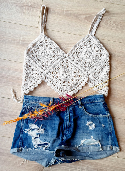 Crochet Easy Boho Tank Top Pattern in PDF File with Crochet Planner Gift, Crochet Granny Square Top Pattern; Modern Crochet Pattern