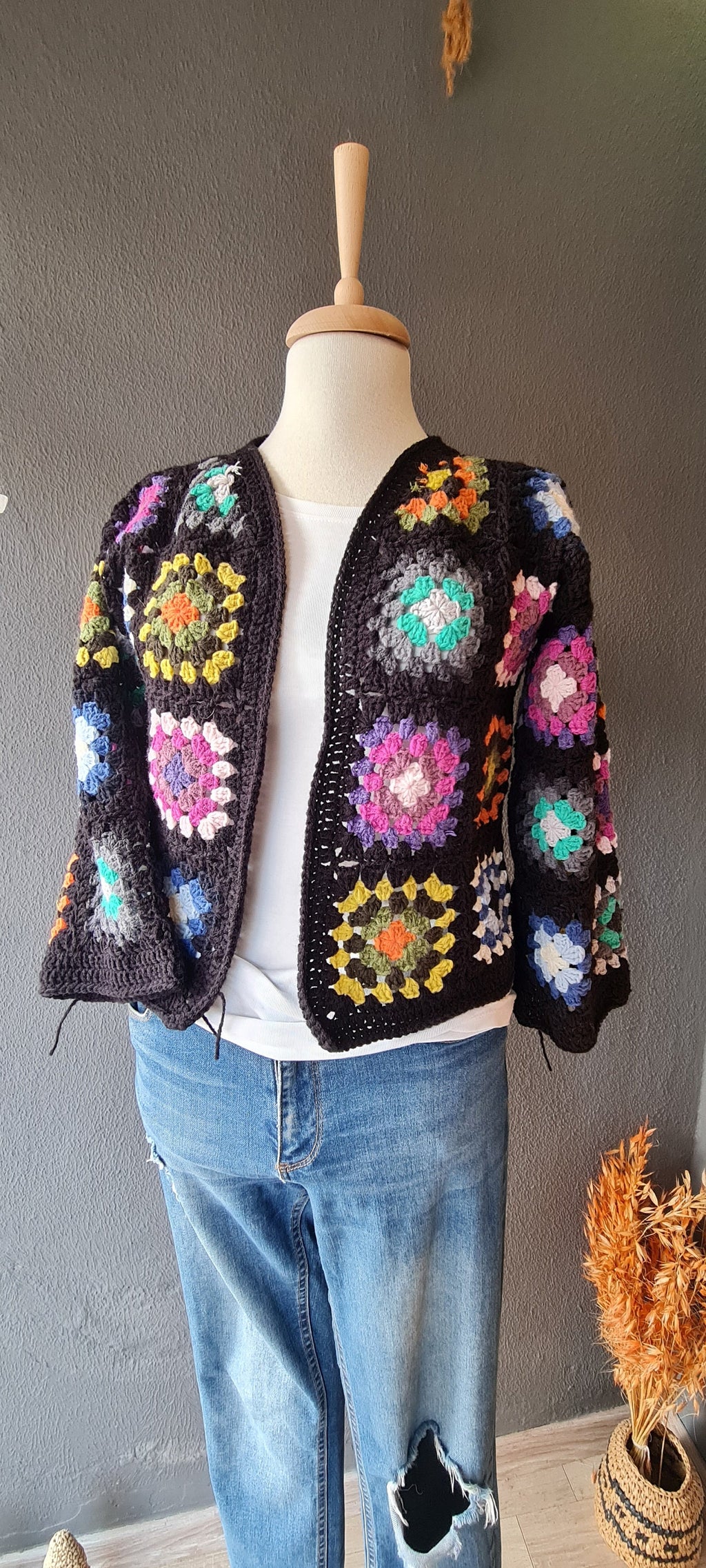 Crochet Granny Square Jacket Pattern: Boho Patchwork Cardigan (PDF)