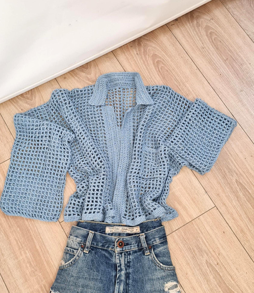 Crochet Mesh Shirt Pattern, Unisex Jacket, Planner Gift (Digital Download)