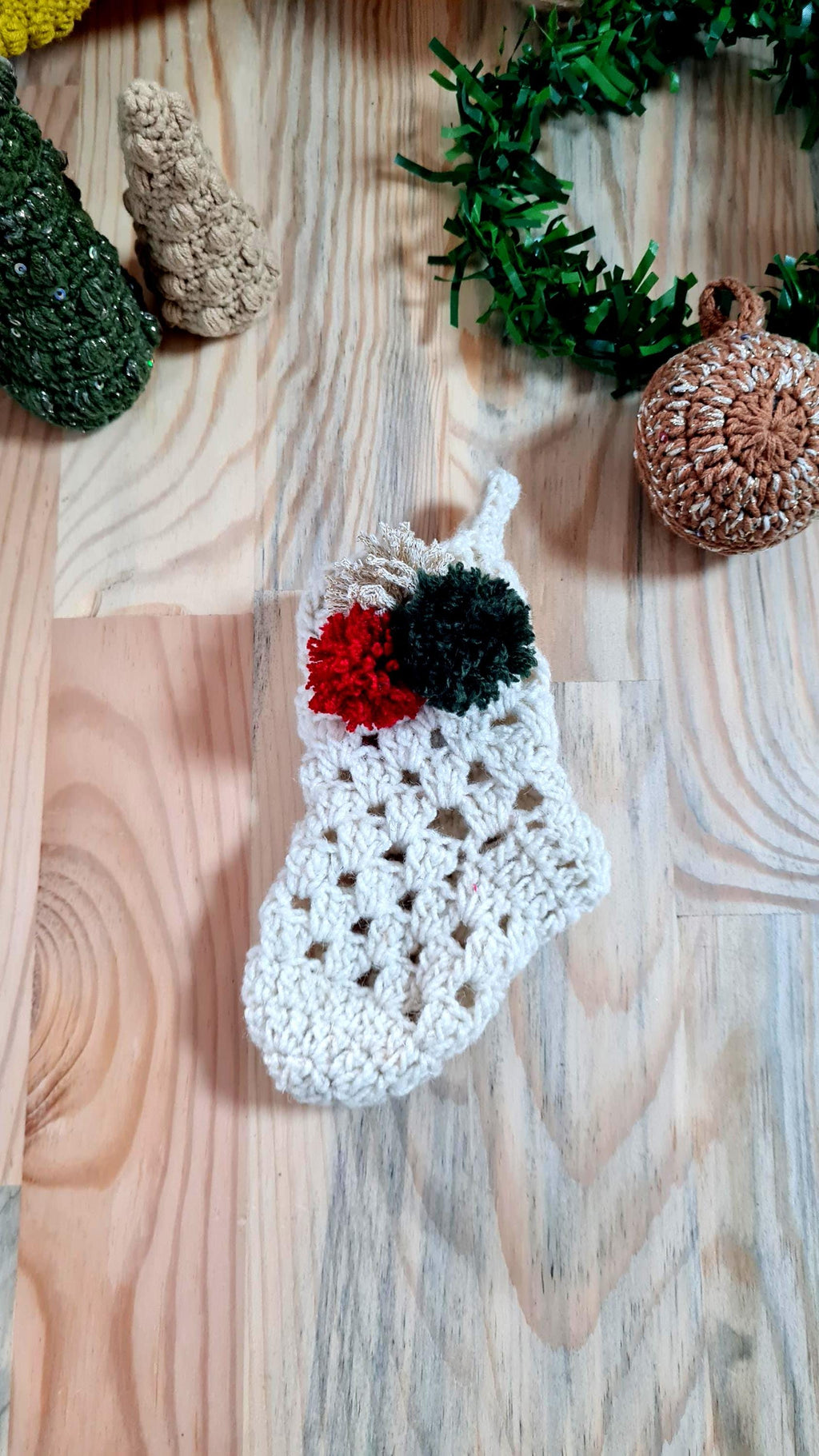 Christmas Crochet Stocking Pattern,  Easy Holiday Decor (PDF Download), Festive Stocking, 3 size, Granny Motif