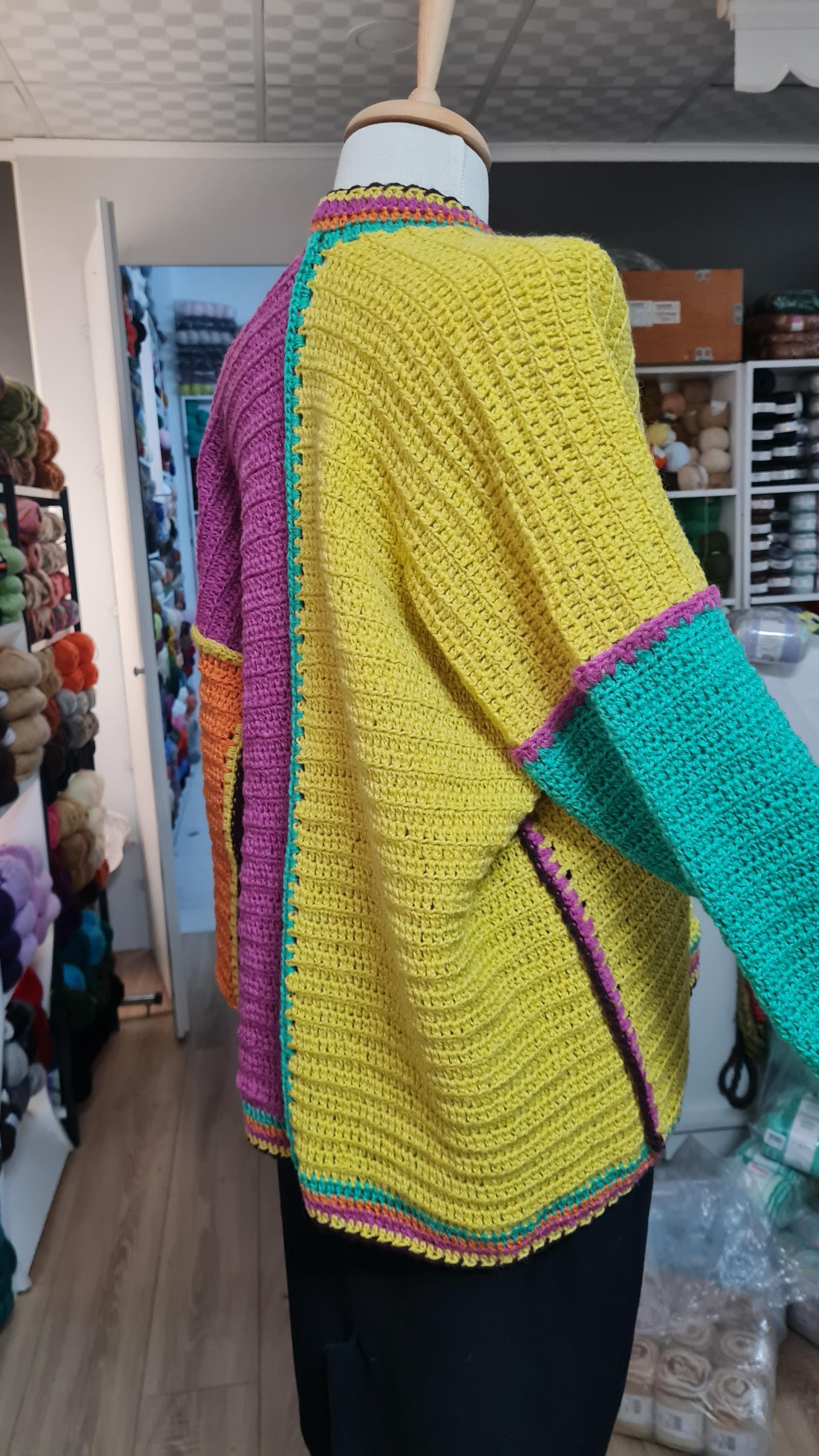 Crochet Boho Cardigan: Multicolor Kimono Sweater, Festival Fashion