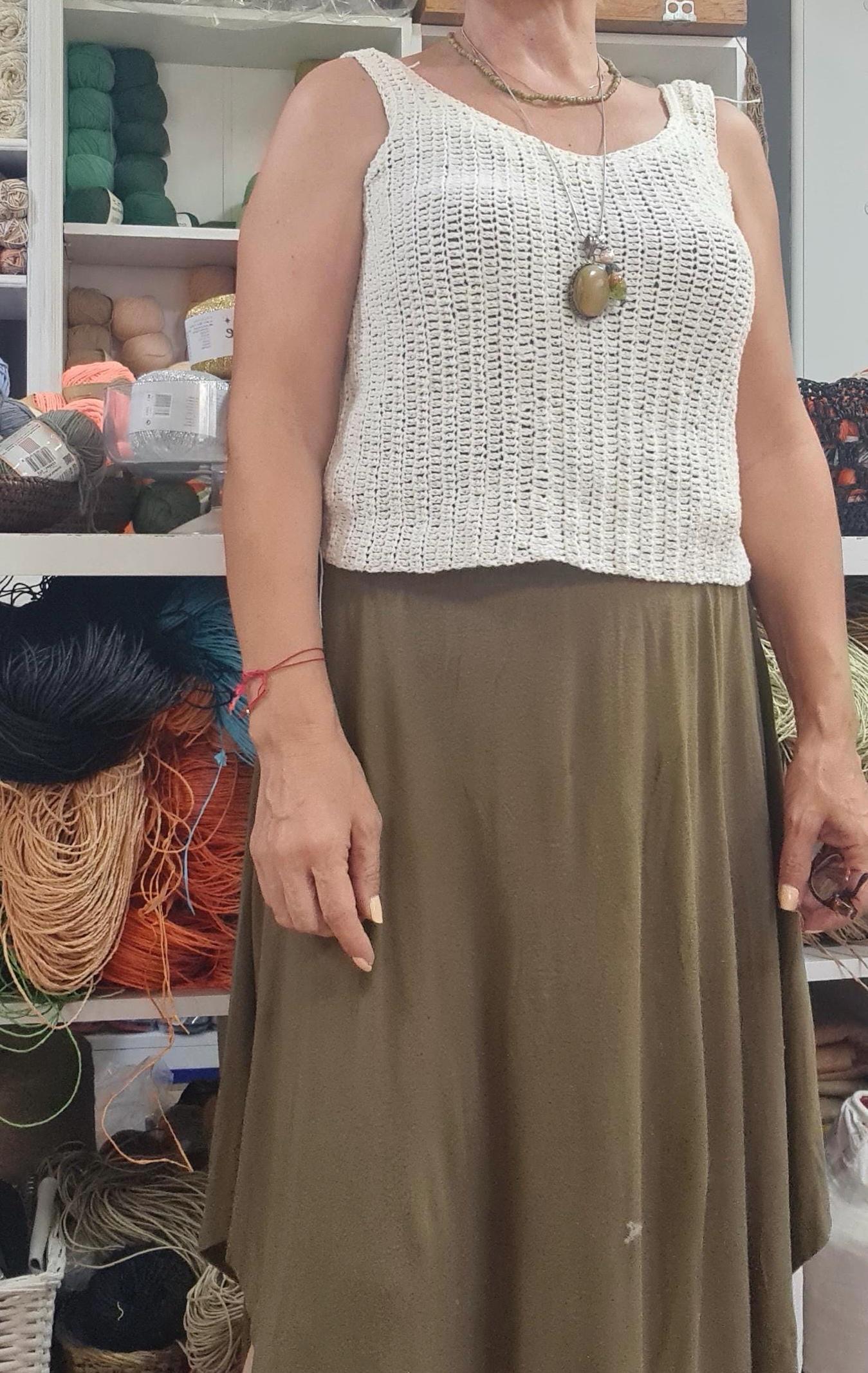 Linen Crochet Tank Top Pattern: Beginner V-Neck Crop Top (S-XL)