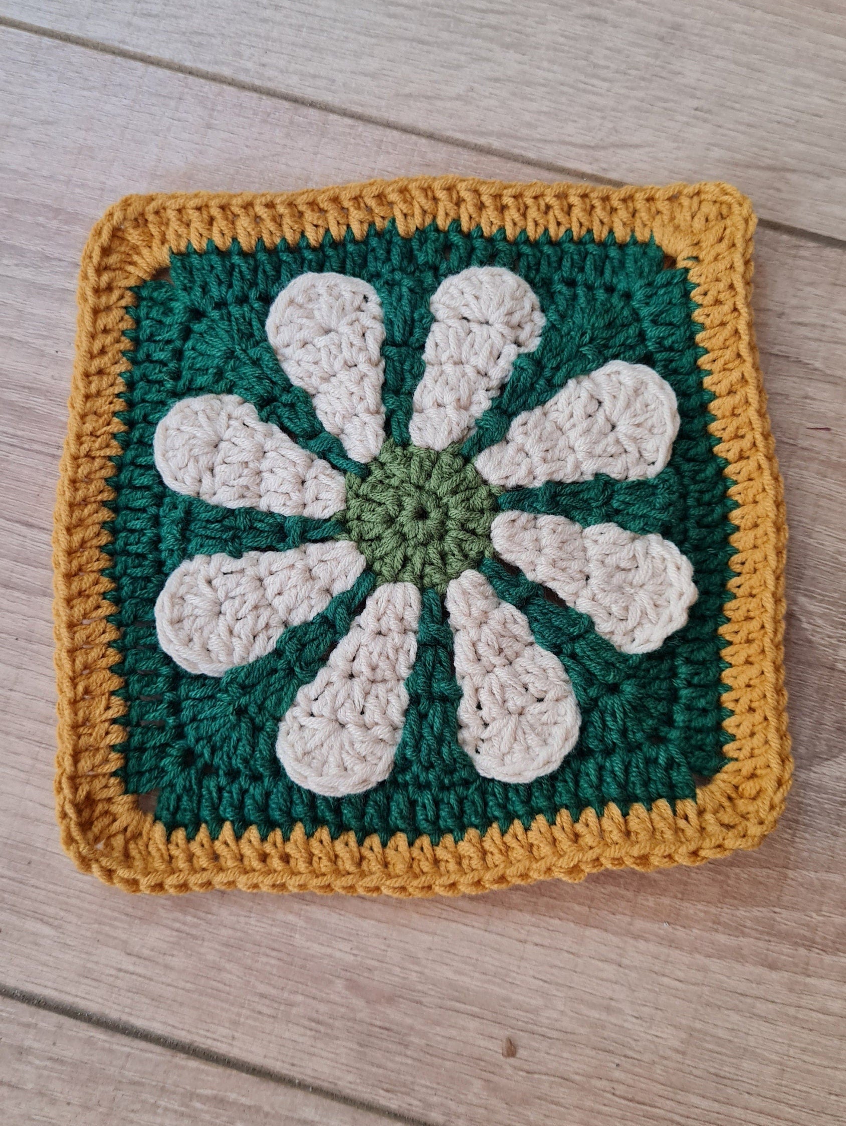The Flower Crochet Square Pattern, Daisy Square Pattern, Turkish traditional square, 3D Flower Crochet Pattern