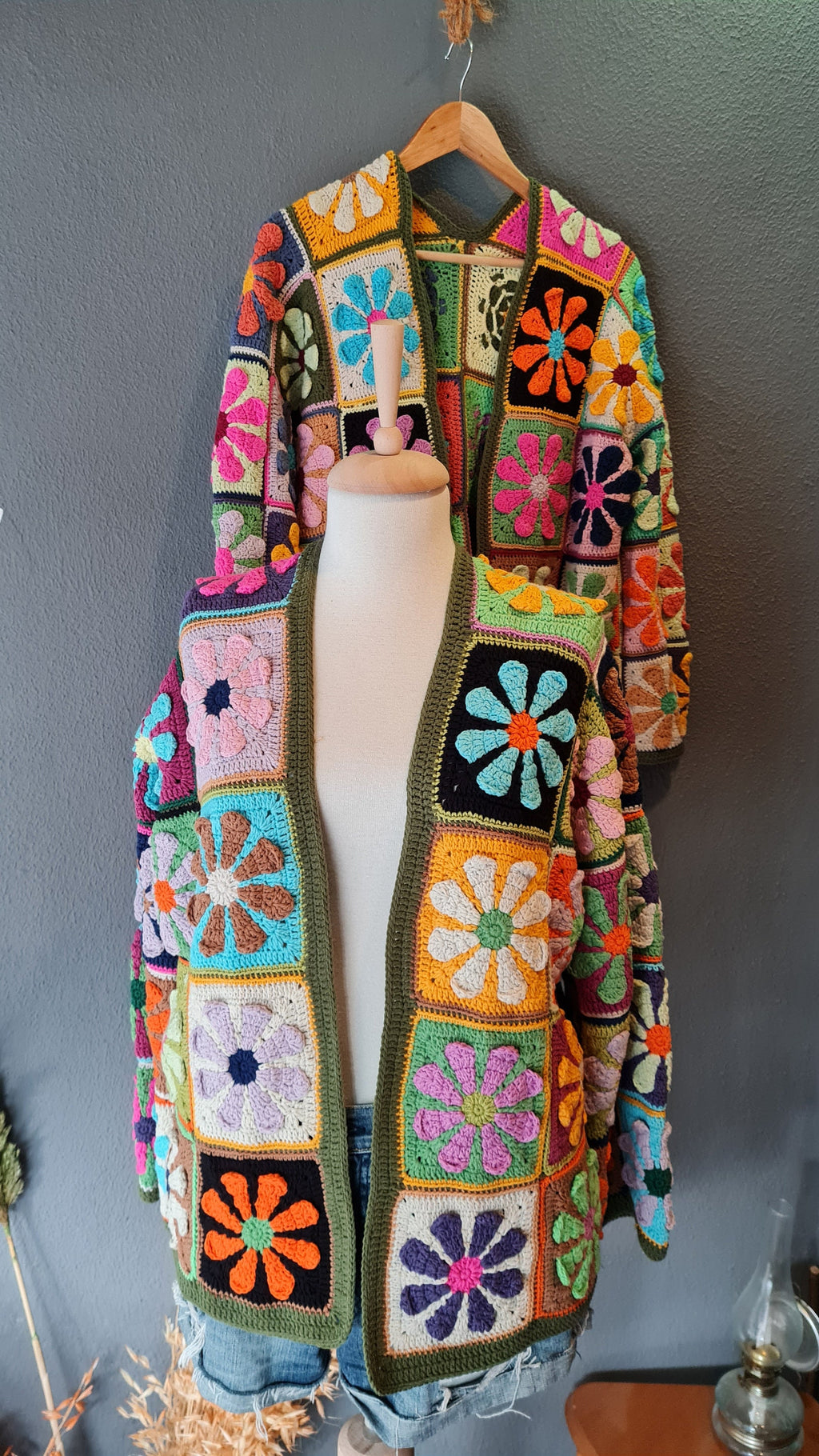 Flower Crochet Cardigan: Colorful Granny Square Knit Jacket