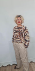 Handmade Alpaca Wool Crochet Pullover: Lightweight Warm Sweater