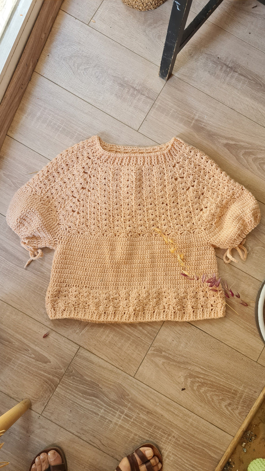 Crochet Top Pattern: Easy Ballon Sleeve Summer Sweater (PDF Pattern)