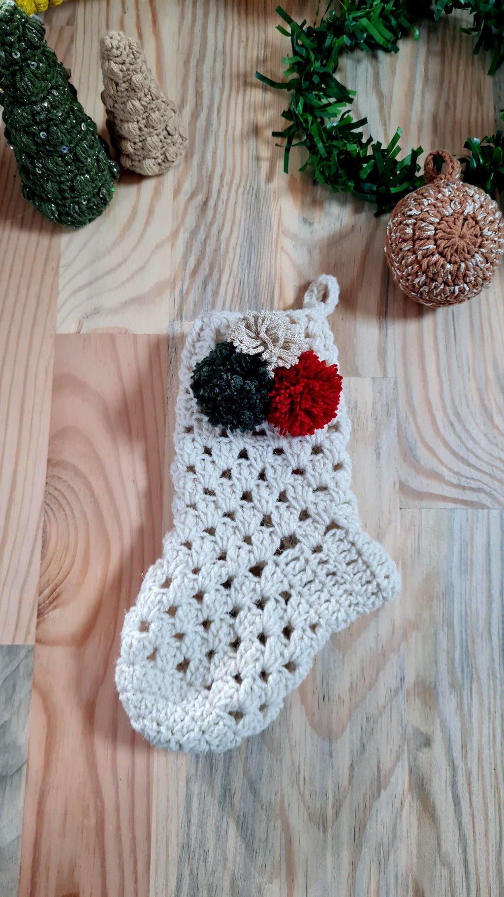 Christmas Crochet Stocking Pattern,  Easy Holiday Decor (PDF Download), Festive Stocking, 3 size, Granny Motif