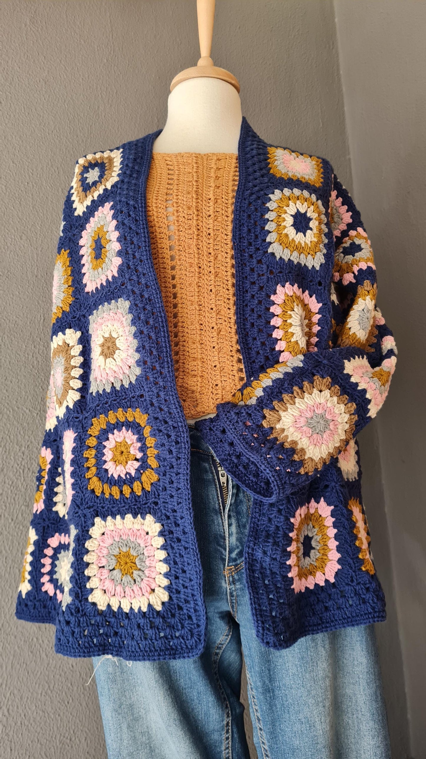 Crochet Granny Square Cardigan Pattern: Modern Unisex Sweater (PDF Pattern)