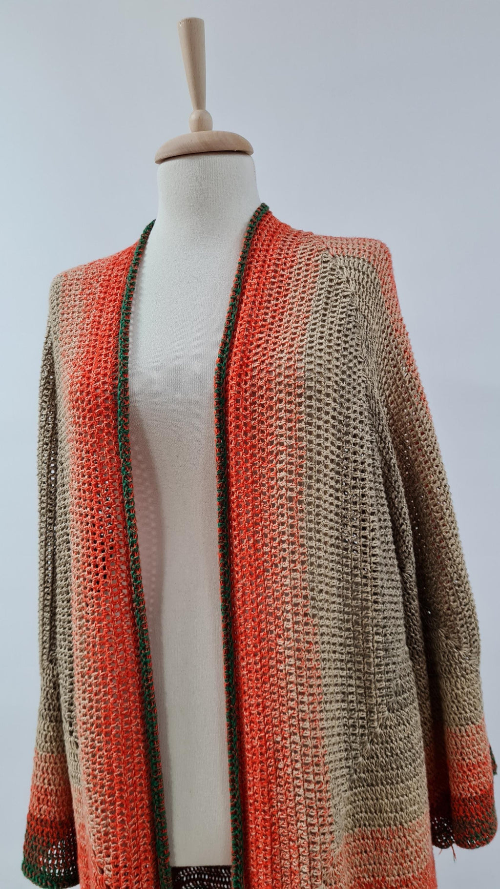 Organic Crochet Kimono Cardigan: Women's Open Front Vest