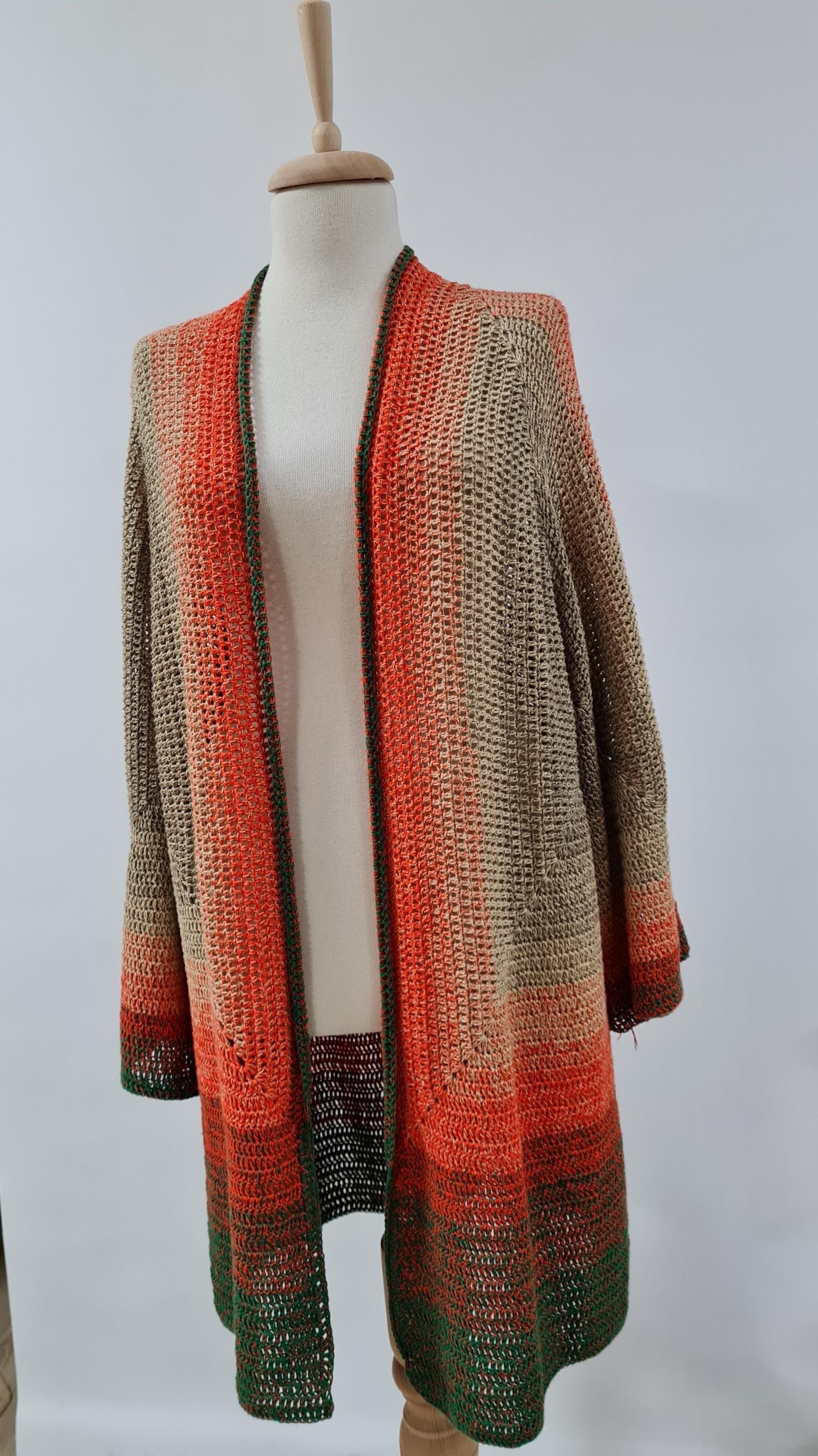 Organic Crochet Kimono Cardigan: Women's Open Front Vest