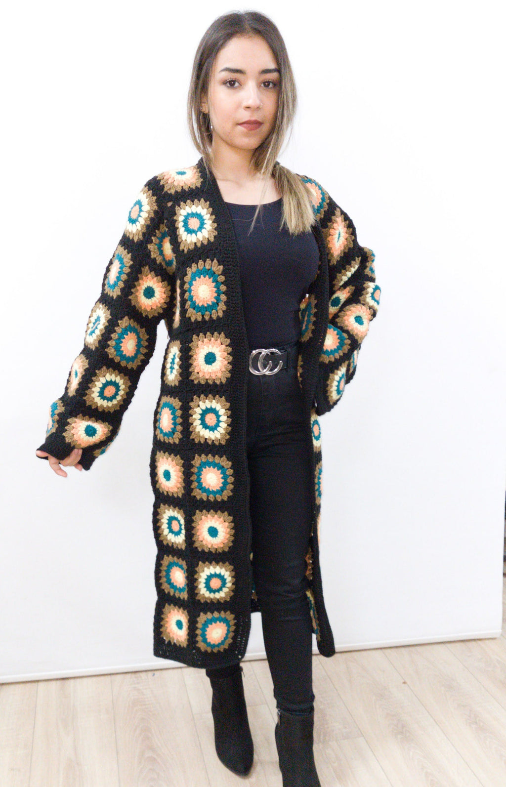 Crochet Granny Square Cardigan: Boho Cotton Afghan Coat