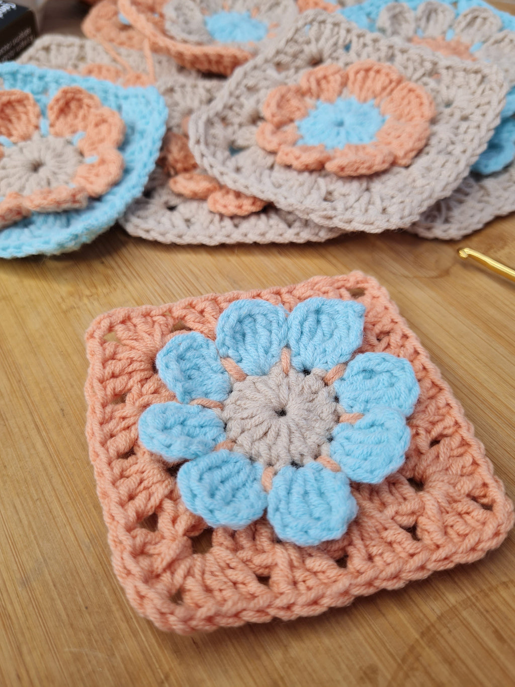 3D Flower Crochet Square Pattern: Motif for Blanket, Shawl (Digital Download)