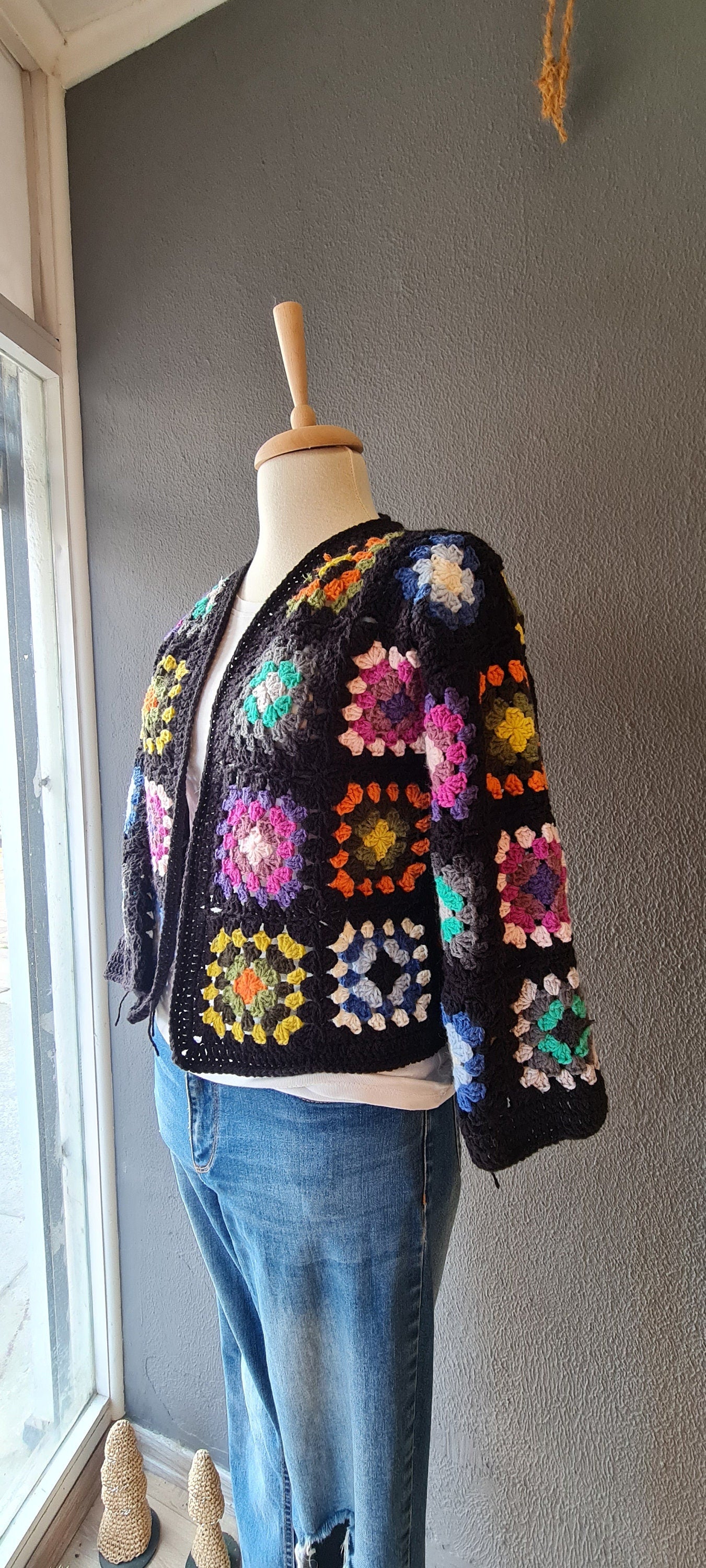 Crochet Granny Square Jacket Pattern: Boho Patchwork Cardigan (PDF)