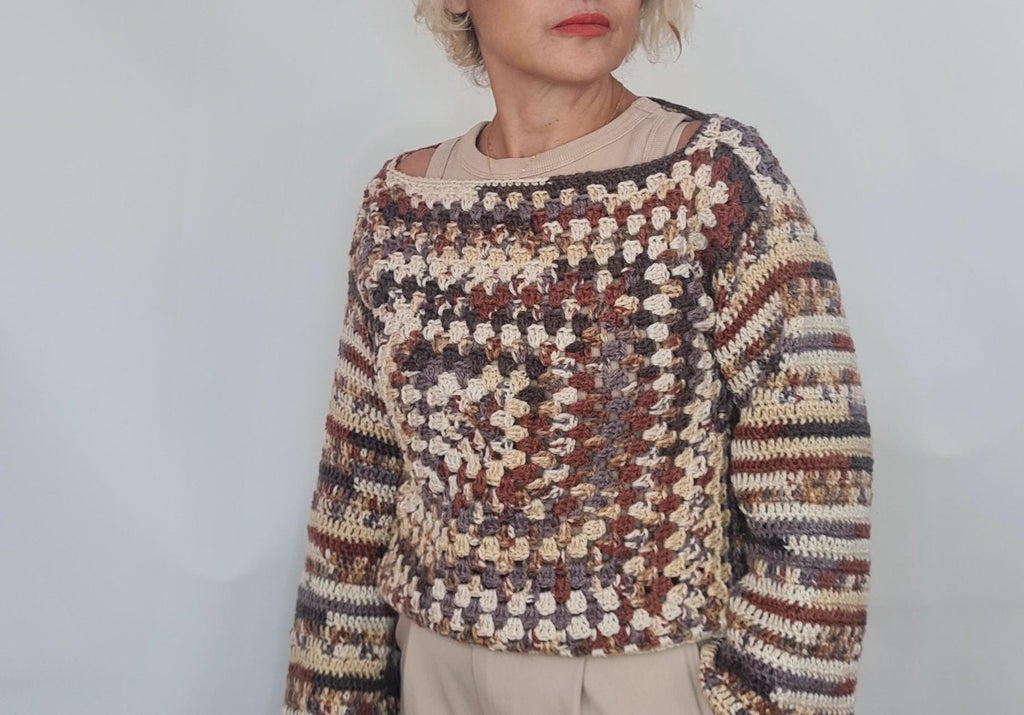 Handmade Alpaca Wool Crochet Pullover: Lightweight Warm Sweater