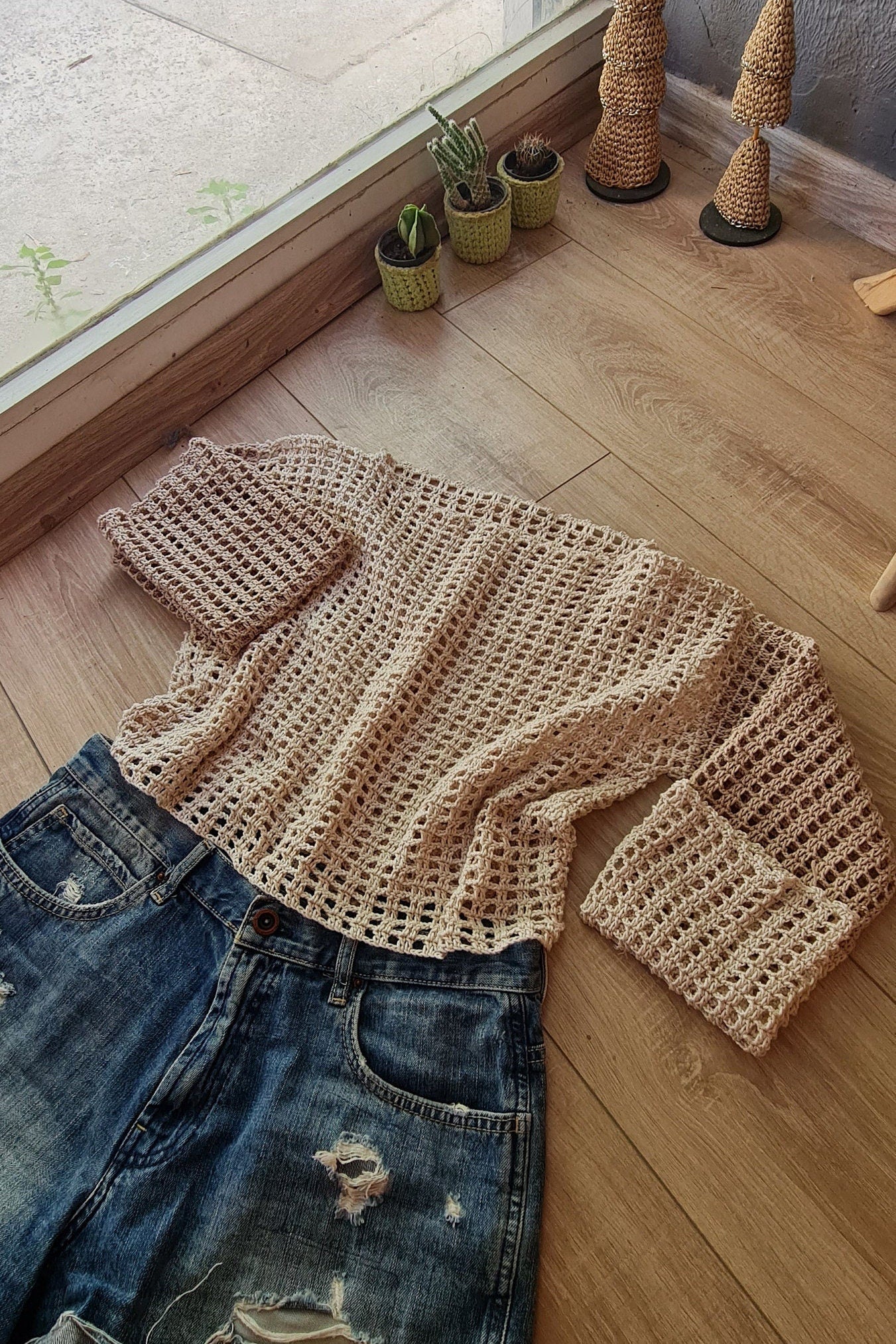 Crochet Mesh Top Pattern, Beginner Summer Sweater (PDF Pattern)