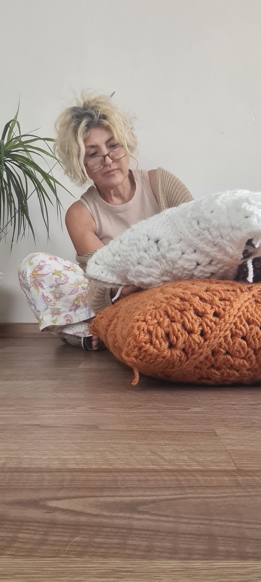 Chunky Crochet Pillow Pattern: Rose & Sunburst Motifs (PDF Pattern)