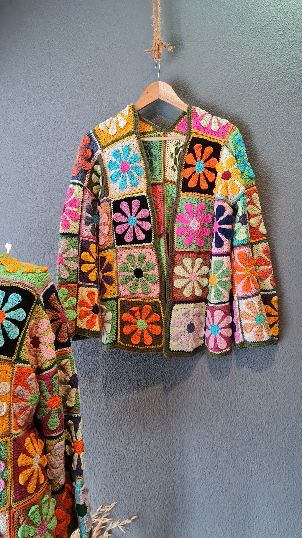Flower Crochet Cardigan: Colorful Granny Square Knit Jacket