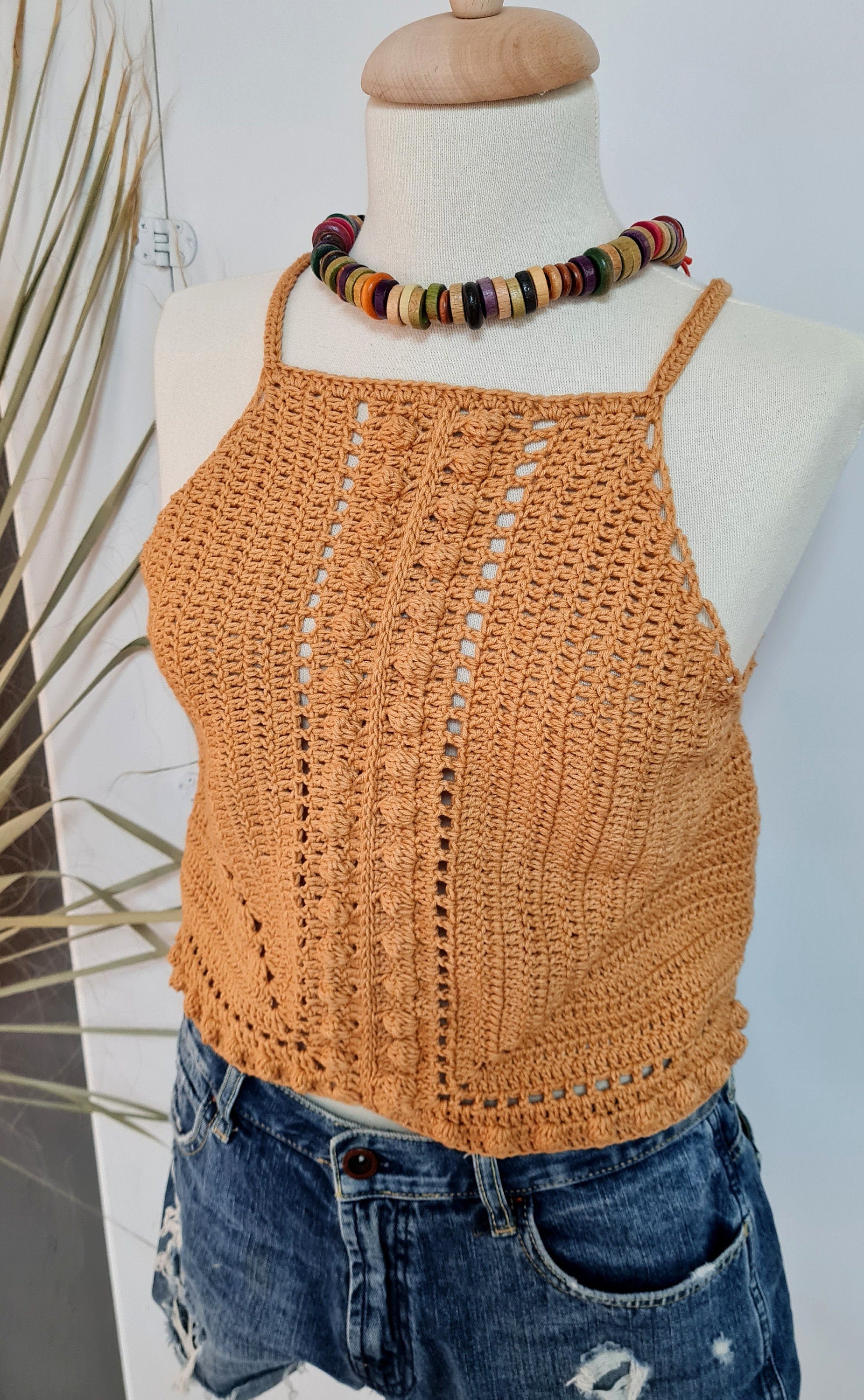 Crochet Halter Top Pattern, Boho Summer Crop Top (PDF Pattern)