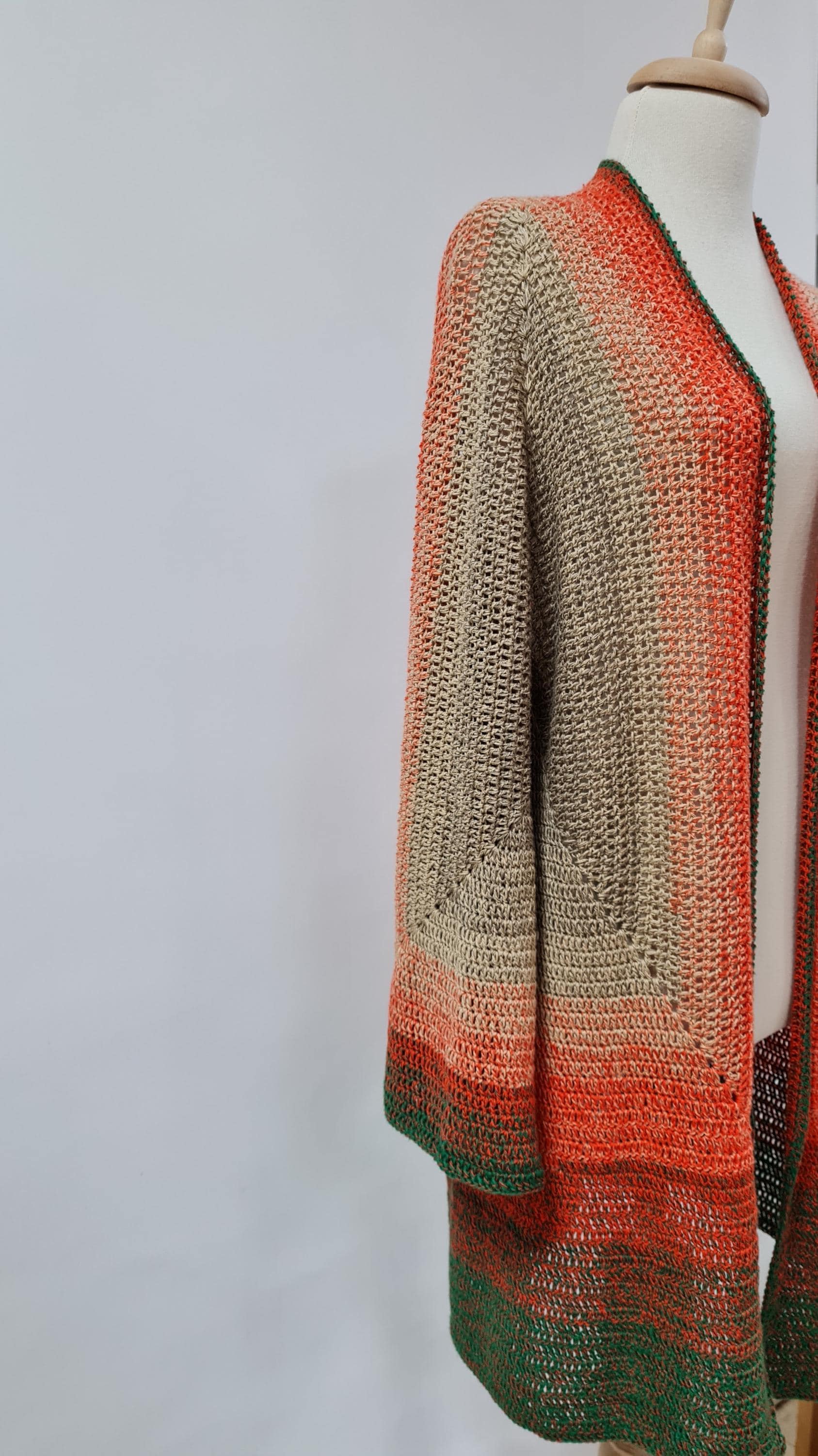 Organic Crochet Kimono Cardigan: Women's Open Front Vest