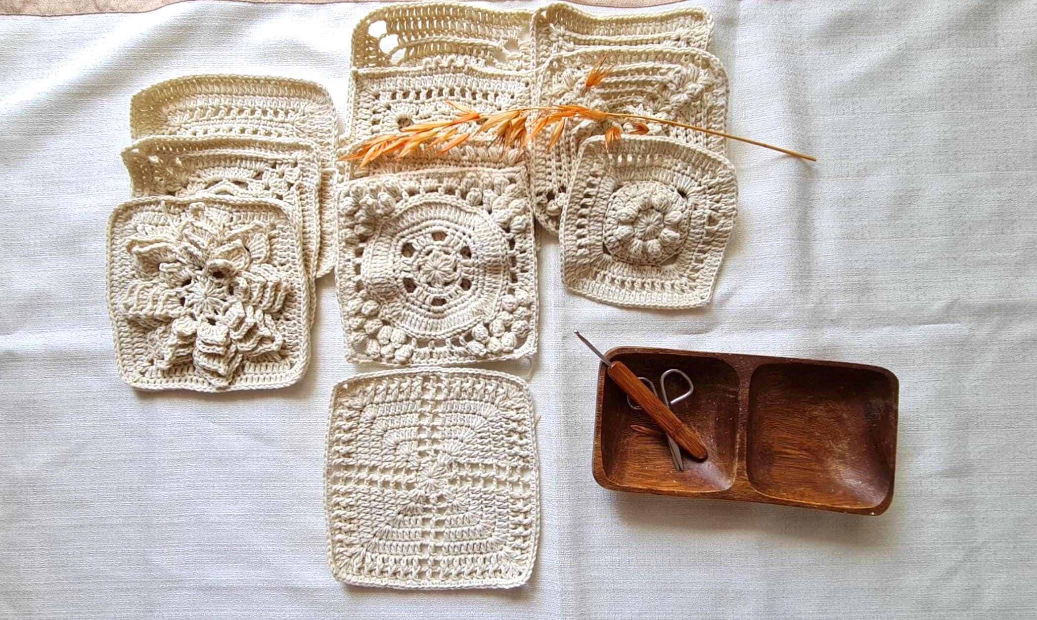 Crochet Square Motif Pattern: 11 Unique Granny Squares (PDF Download)