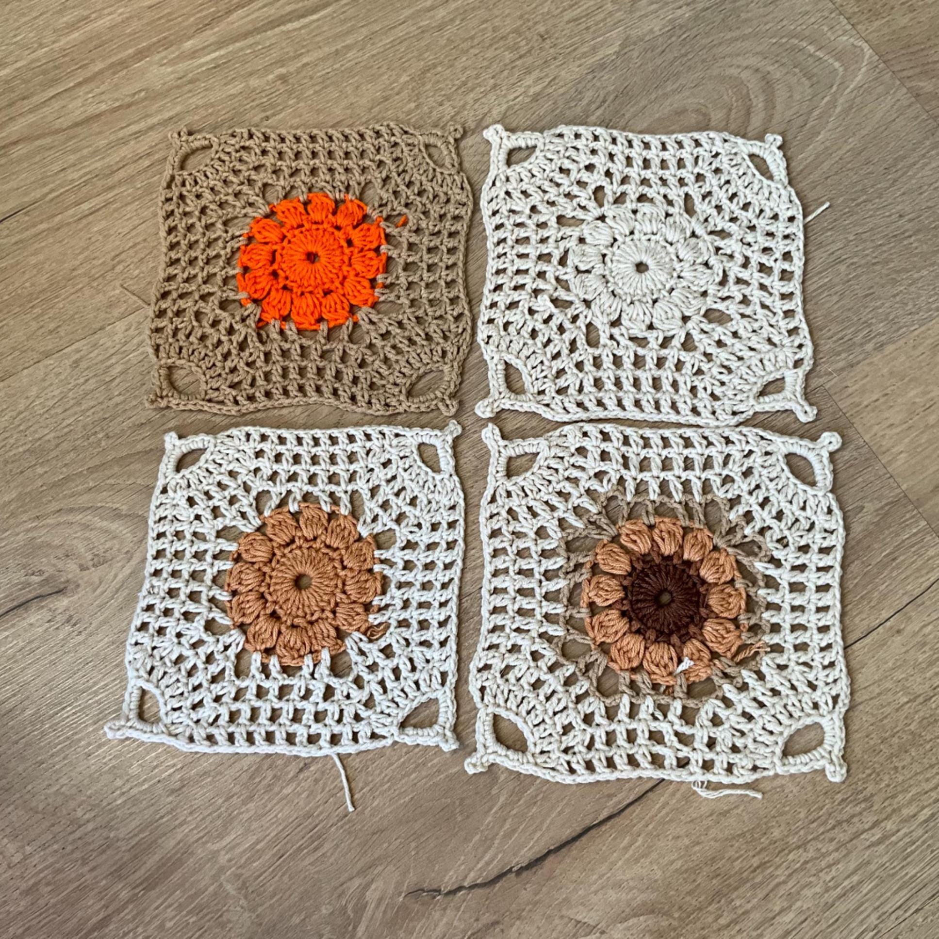 Flower Granny Square Crochet Pattern, Vintage Floral Blanket Motif (PDF Pattern)