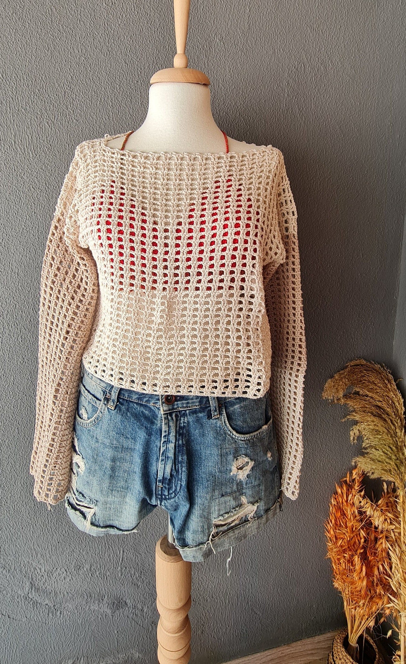 Crochet Mesh Top Pattern, Beginner Summer Sweater (PDF Pattern)