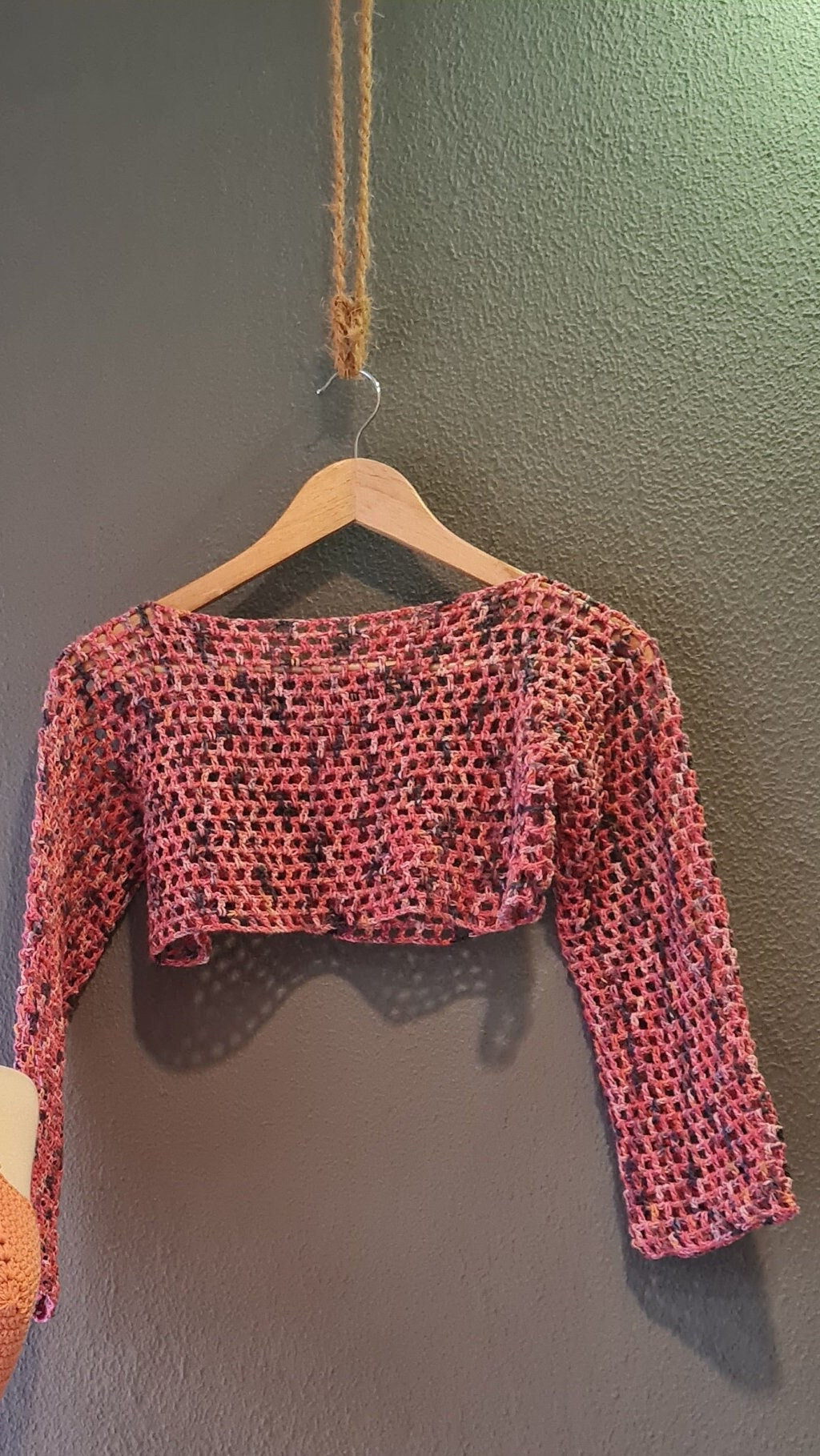 Crochet Mesh Crop Top Pattern, Long Sleeve Shrug (PDF Pattern)