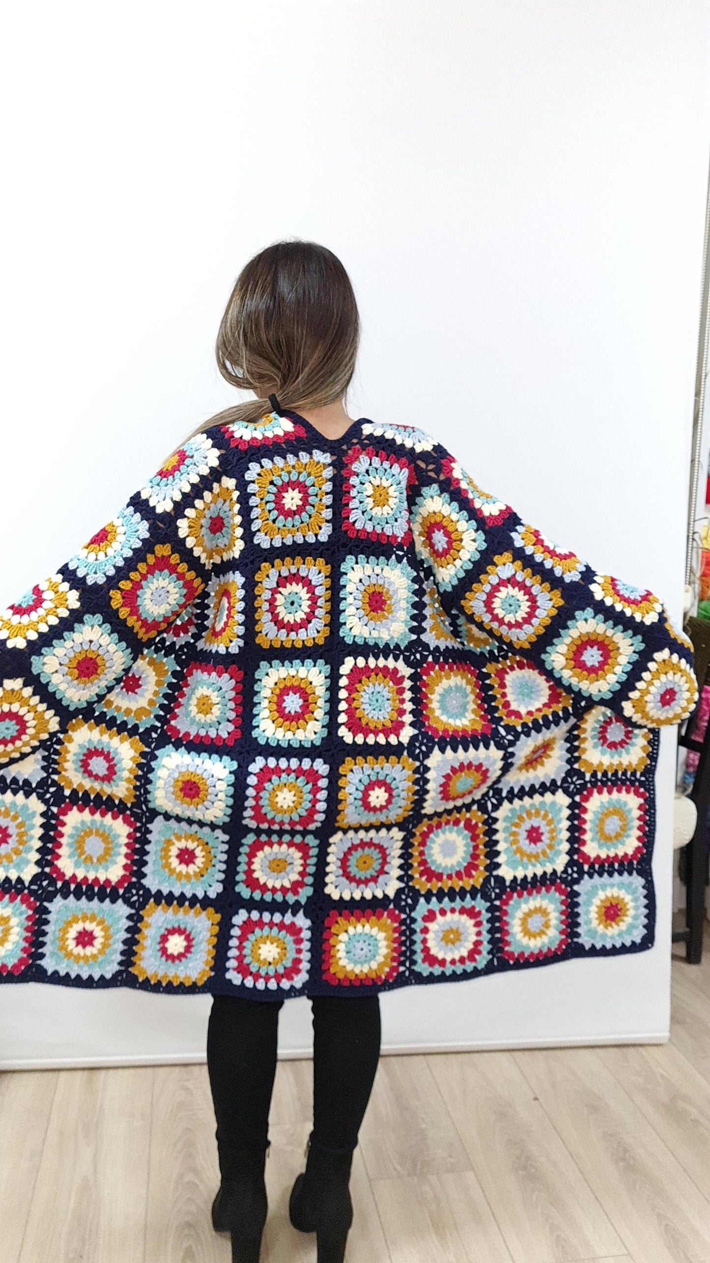 Crochet Granny Square Cardigan Pattern: Modern Unisex Sweater (PDF Pattern)