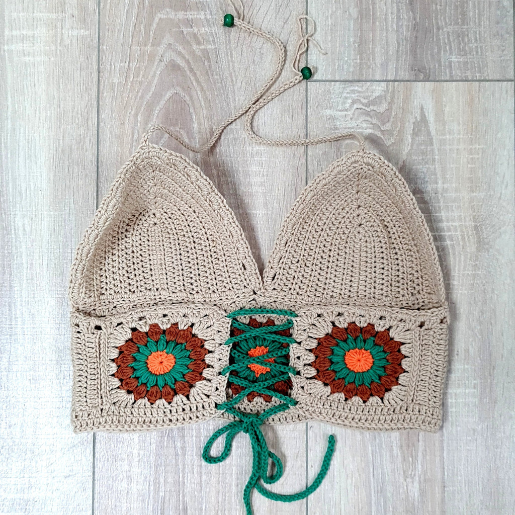 Crochet Bralette Pattern, Easy Flower Top, Boho Beach Design (PDF Pattern)