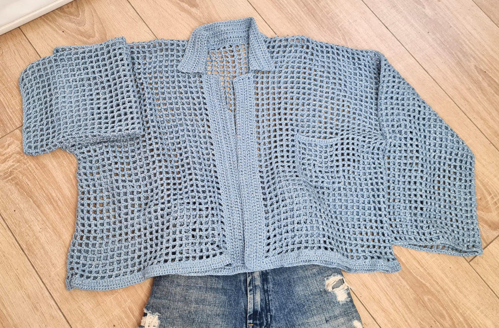 Crochet Mesh Shirt Pattern, Unisex Jacket, Planner Gift (Digital Download)