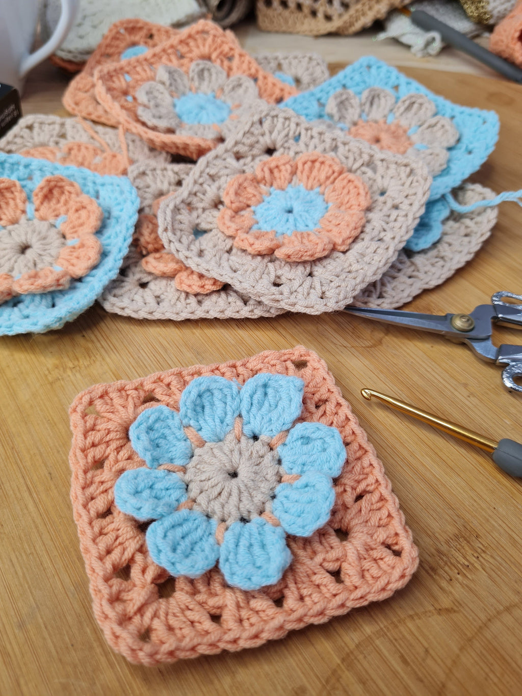 3D Flower Crochet Square Pattern: Motif for Blanket, Shawl (Digital Download)