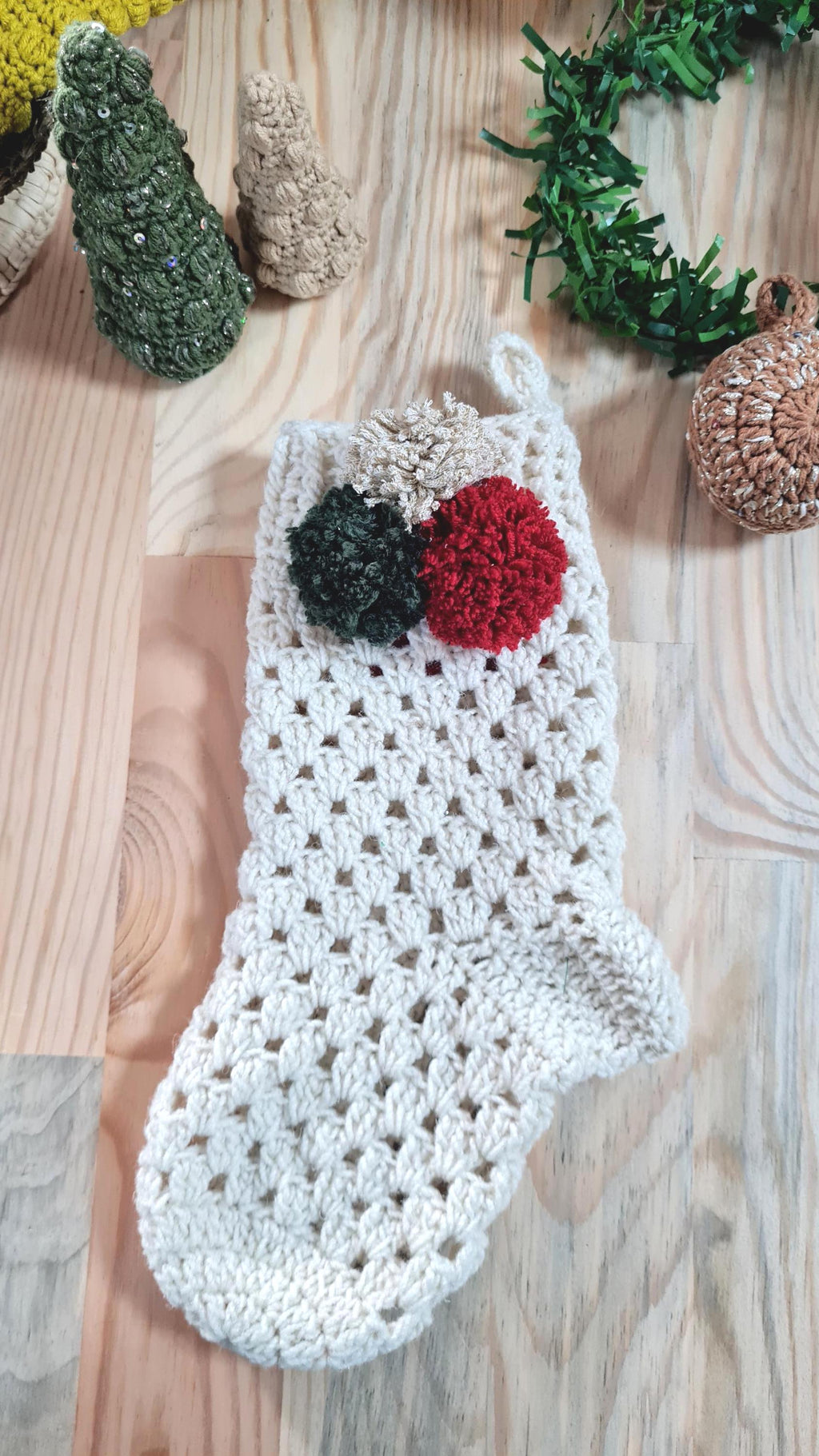 Christmas Crochet Stocking Pattern,  Easy Holiday Decor (PDF Download), Festive Stocking, 3 size, Granny Motif