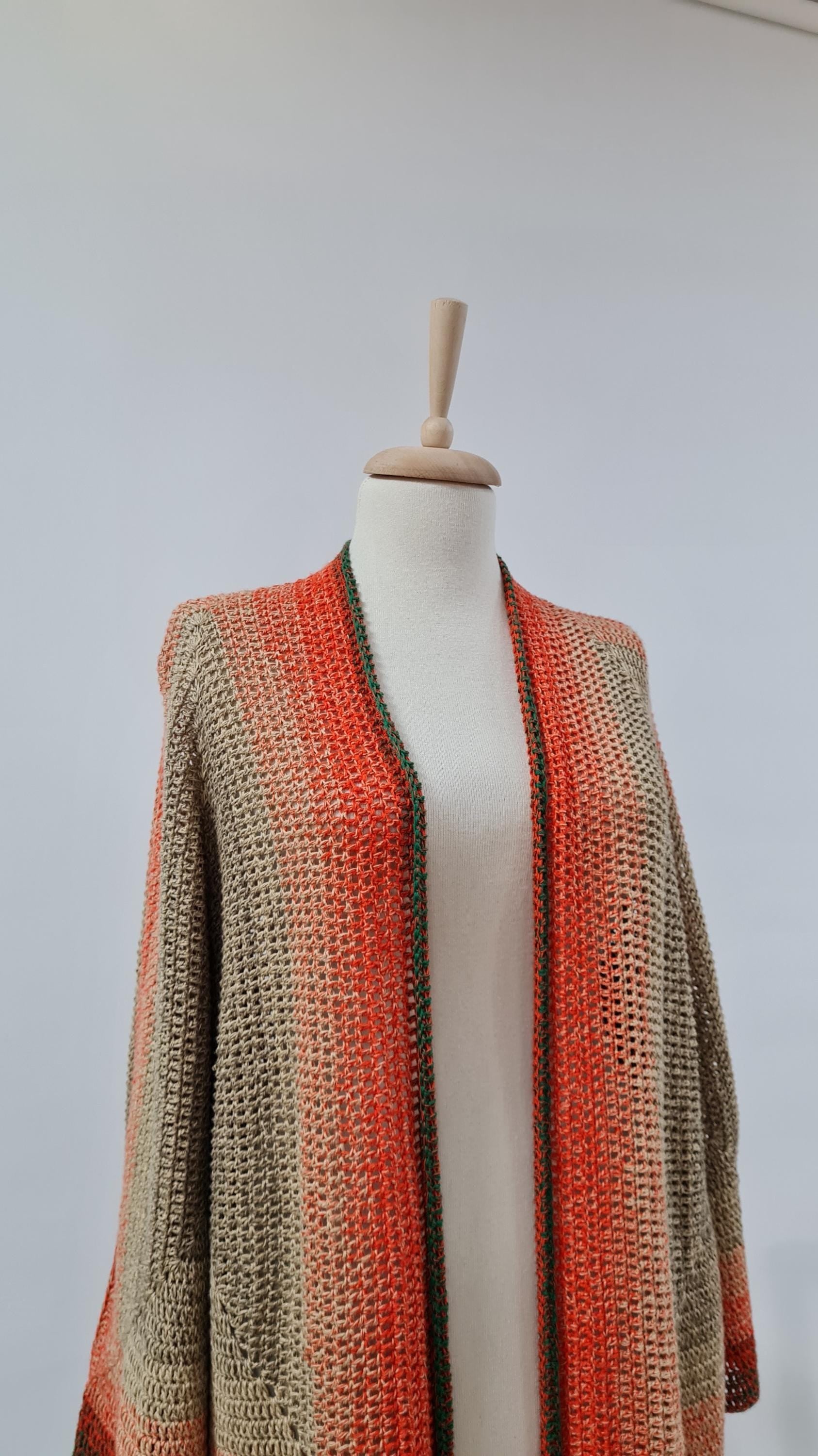Organic Crochet Kimono Cardigan: Women's Open Front Vest