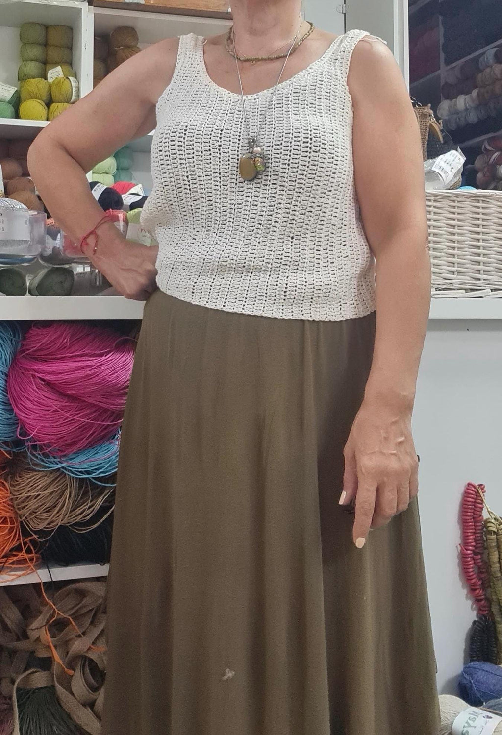 Linen Crochet Tank Top Pattern: Beginner V-Neck Crop Top (S-XL)