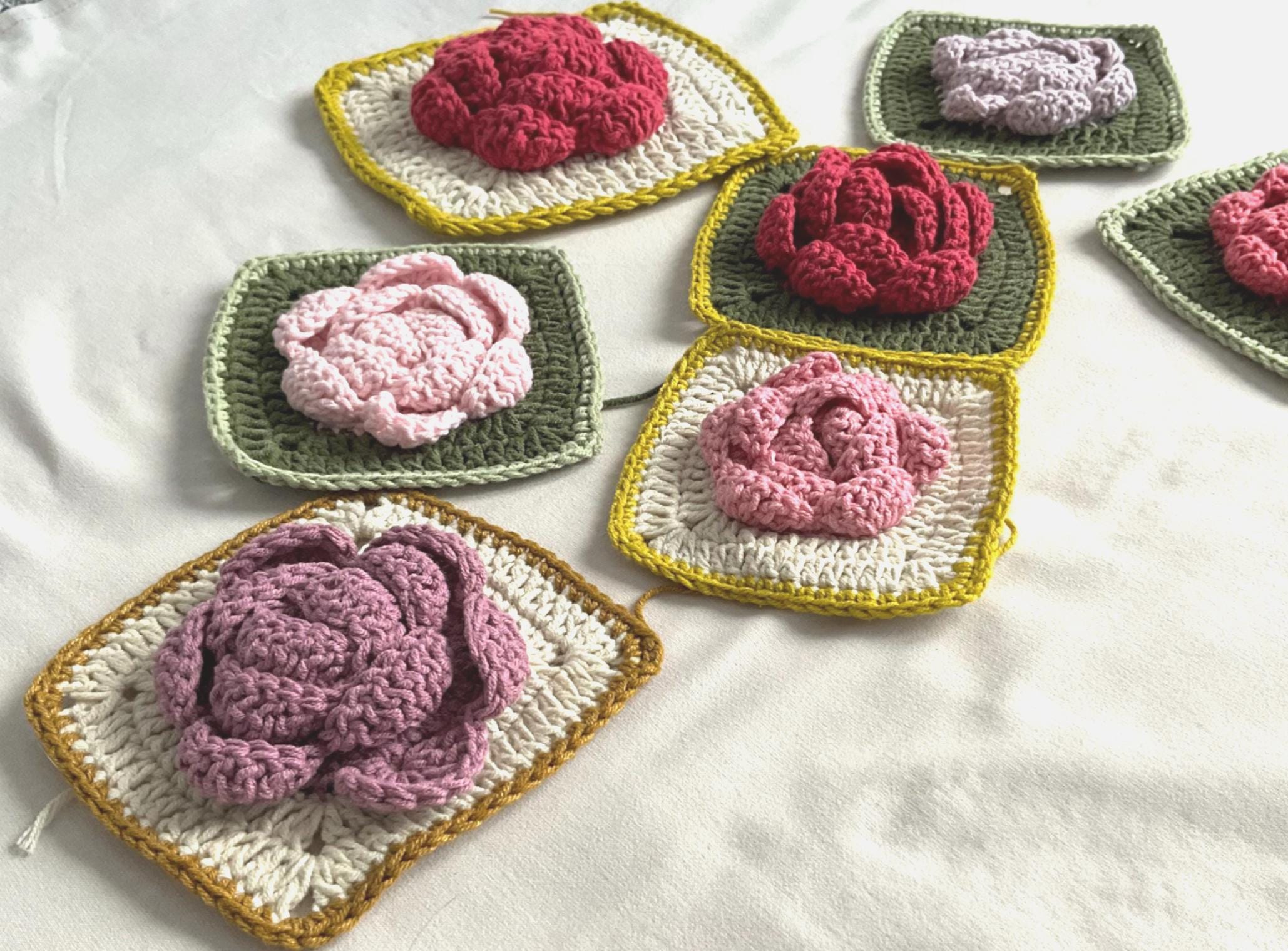 Crochet Rose Motif Pattern: Floral Square for Blanket, Quilt (PDF Pattern)