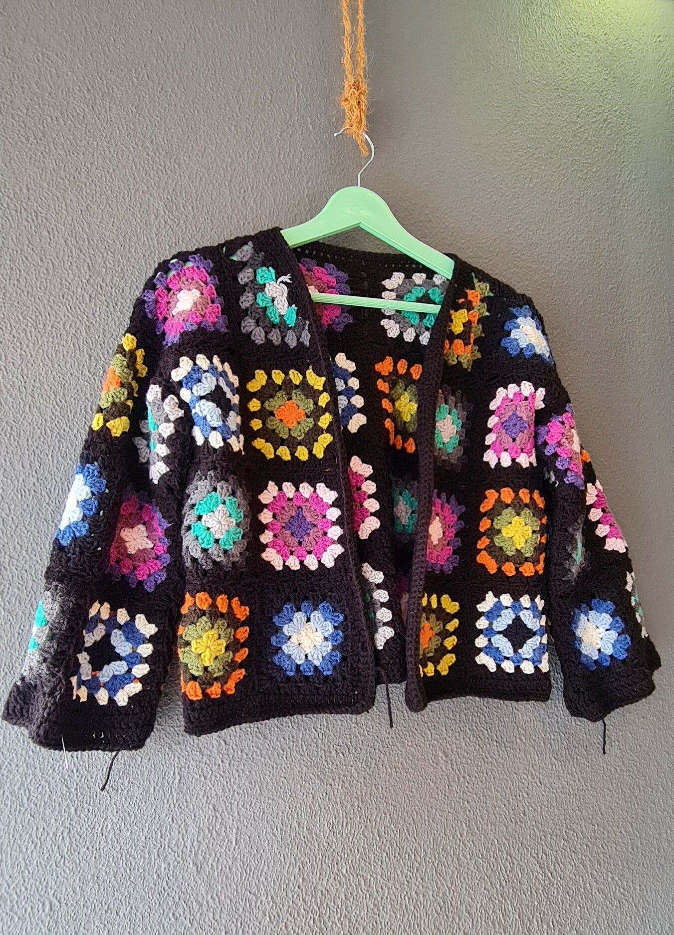 Crochet Granny Square Jacket Pattern: Boho Patchwork Cardigan (PDF)