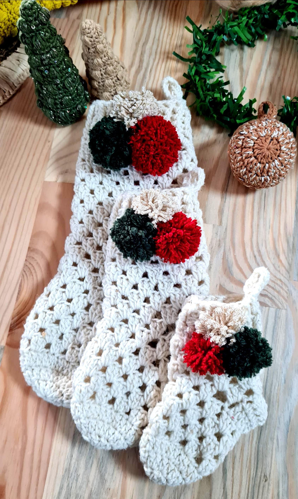 Christmas Crochet Stocking Pattern,  Easy Holiday Decor (PDF Download), Festive Stocking, 3 size, Granny Motif