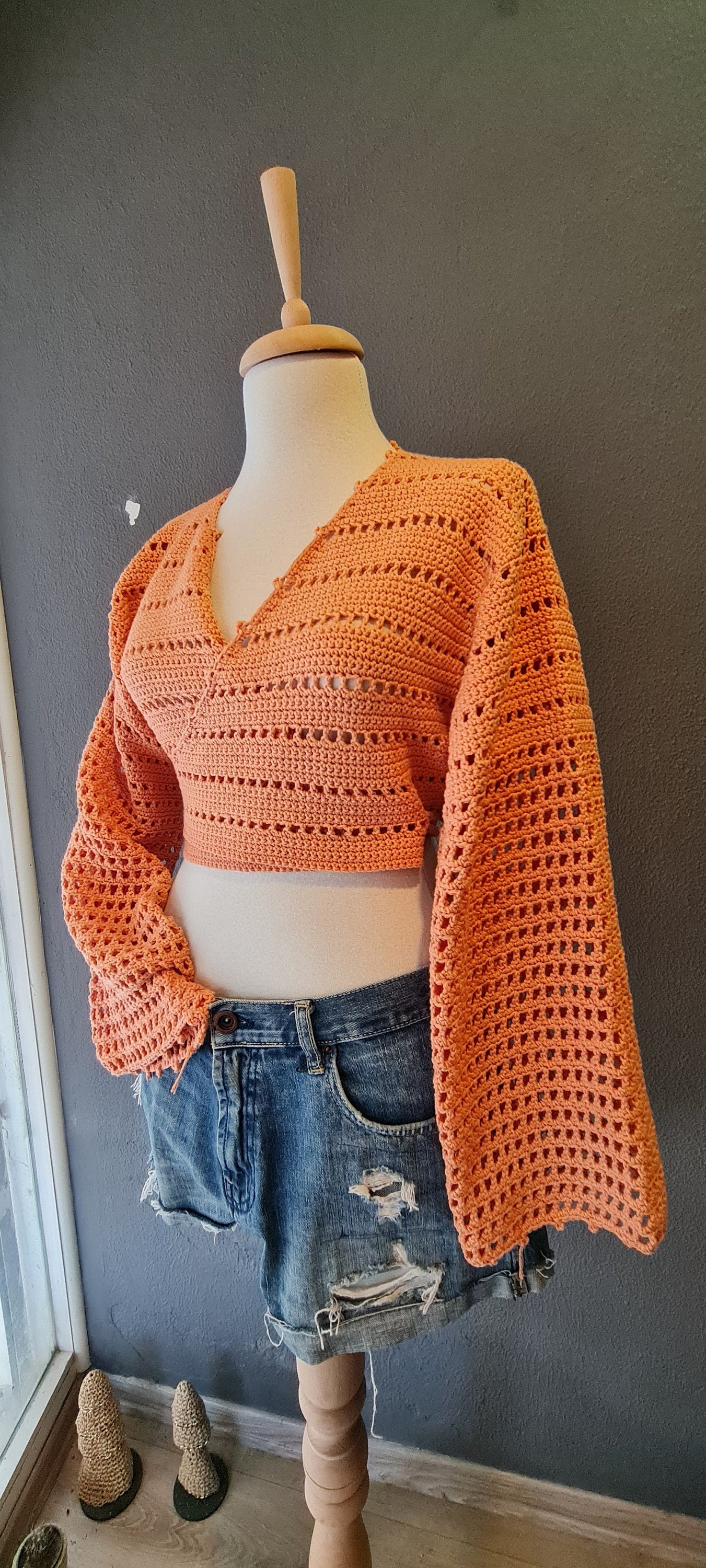 Basic Crochet Wrap Top Pattern, Four Season Crop Top, Long Sleeve, Bell Sleeve Crochet Top, Easy Crochet Pattern, Modern Written Crochet