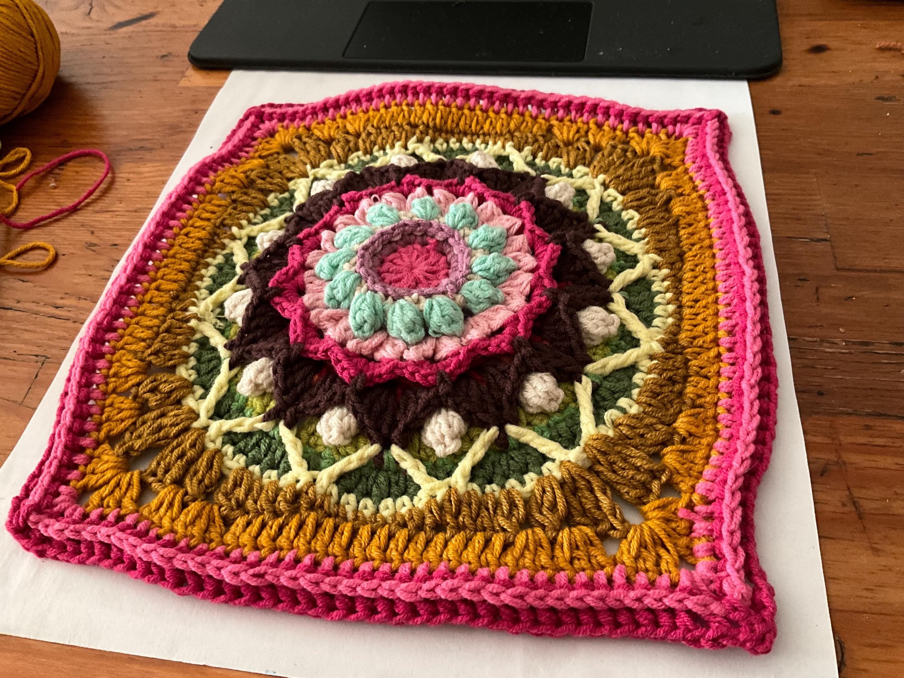 Mandala Bloom Granny Square Crochet Pattern: Boho Mosaic Motif (PDF Pattern)