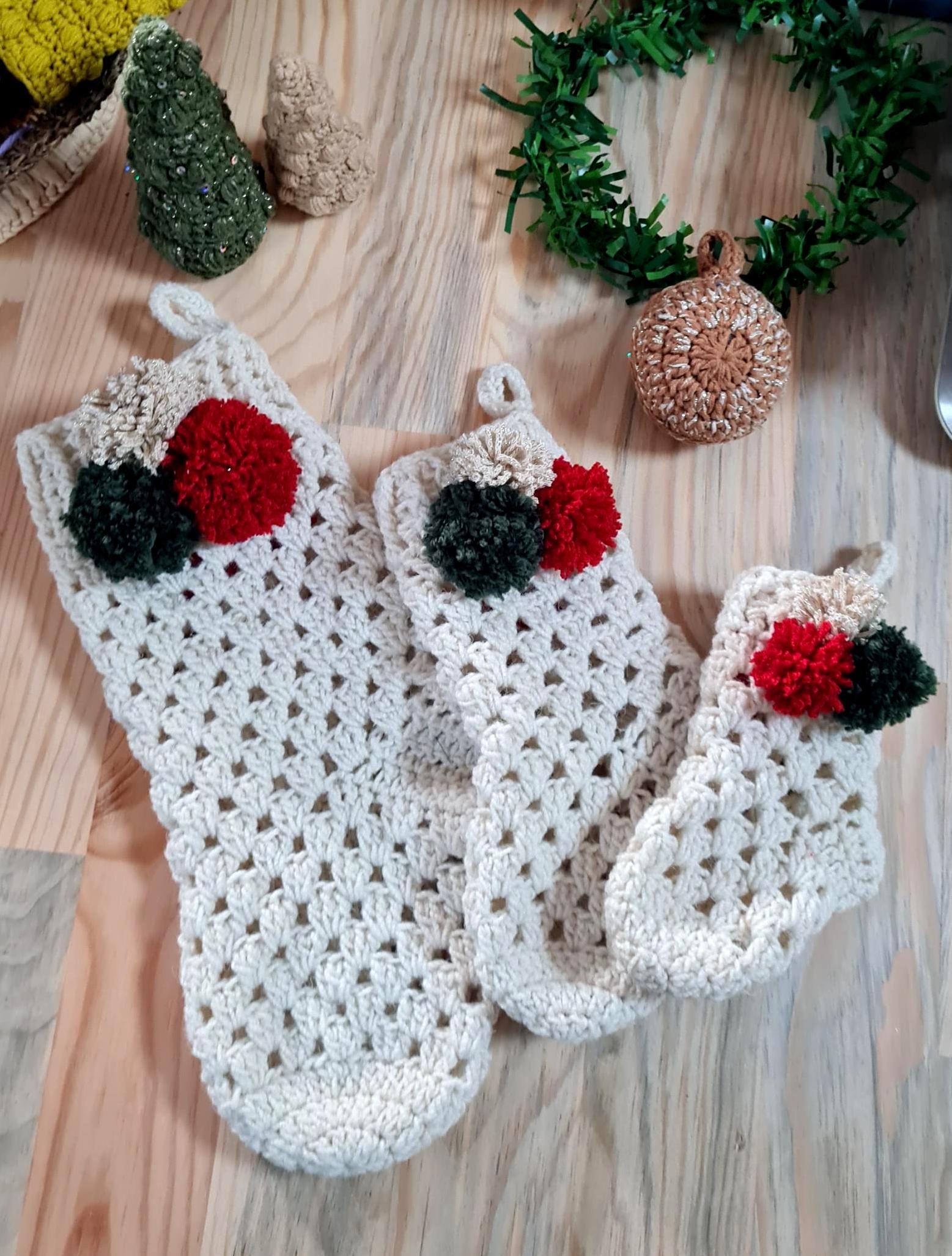 Christmas Crochet Stocking Pattern,  Easy Holiday Decor (PDF Download), Festive Stocking, 3 size, Granny Motif