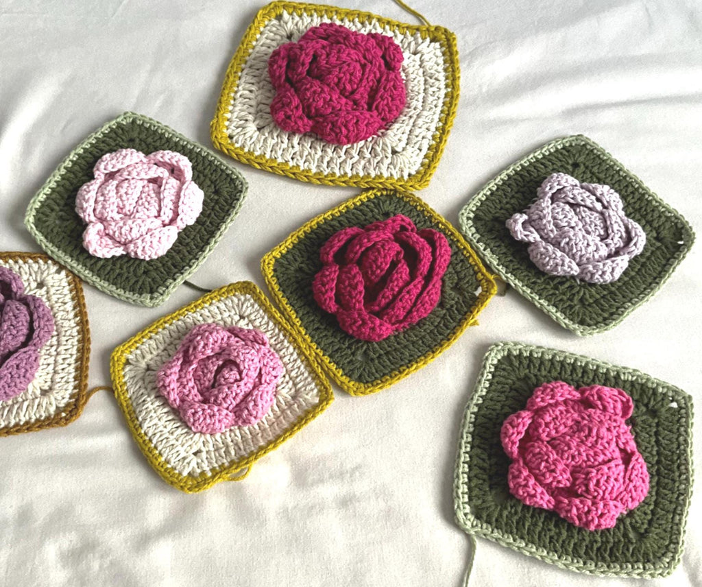 Crochet Rose Motif Pattern: Floral Square for Blanket, Quilt (PDF Pattern)