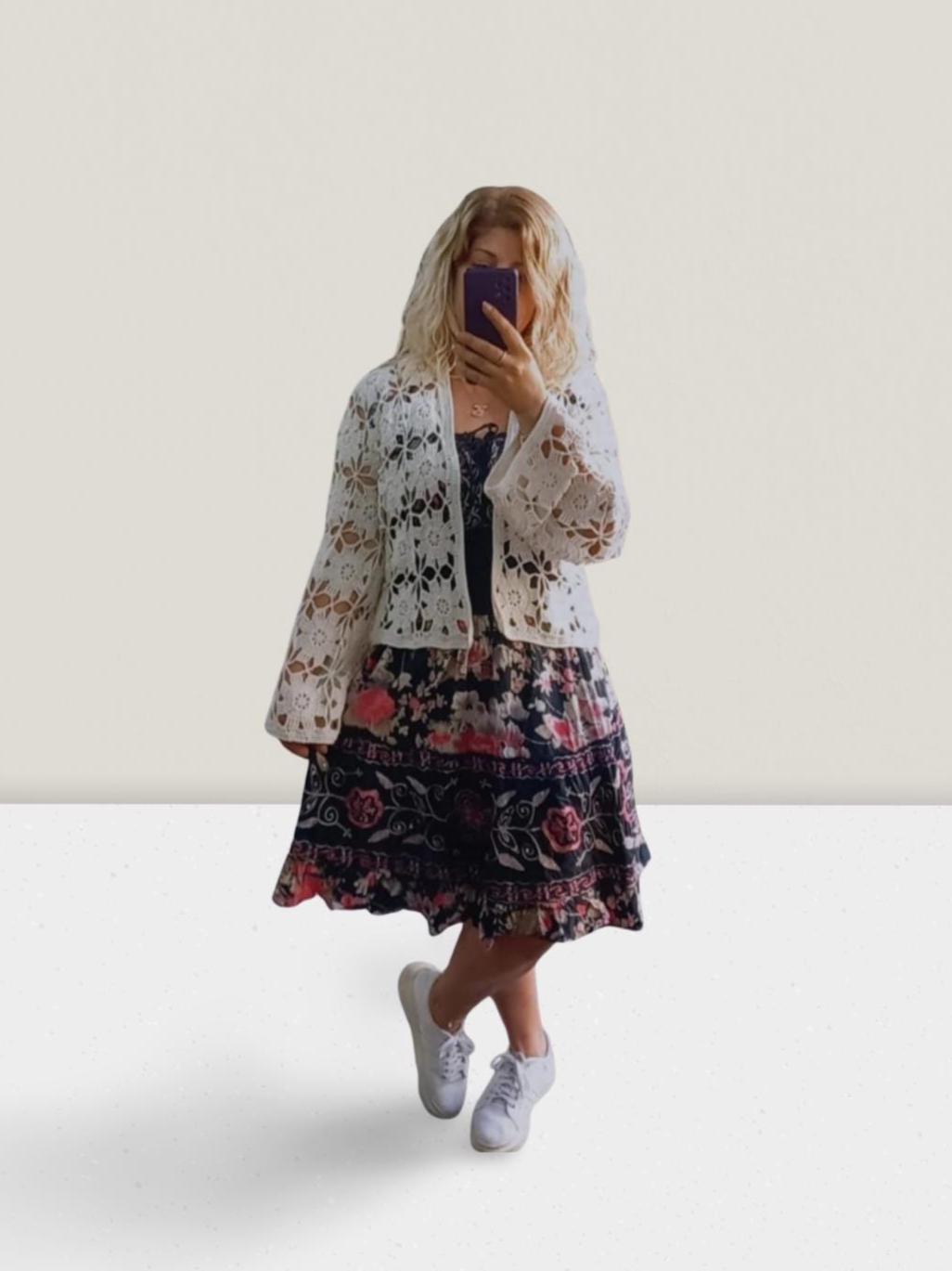 Crochet Flower Cardigan Pattern (PDF): Modern Granny Square Top