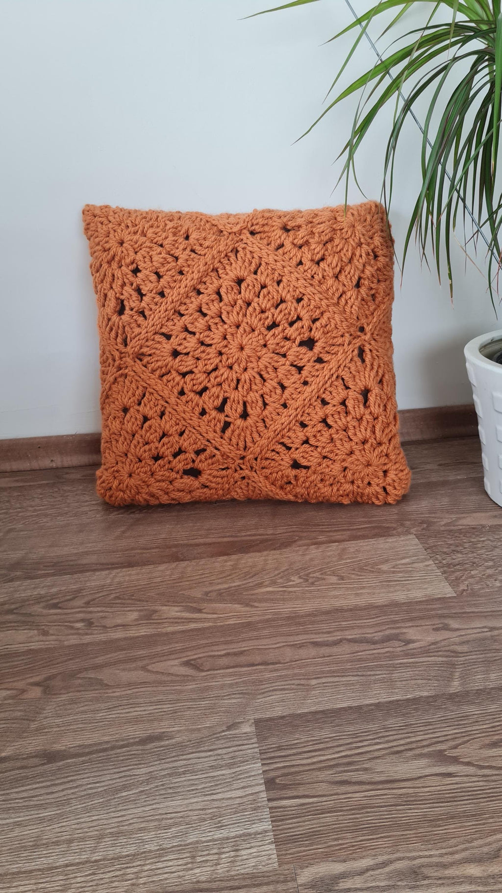 Chunky Crochet Pillow Pattern: Rose & Sunburst Motifs (PDF Pattern)