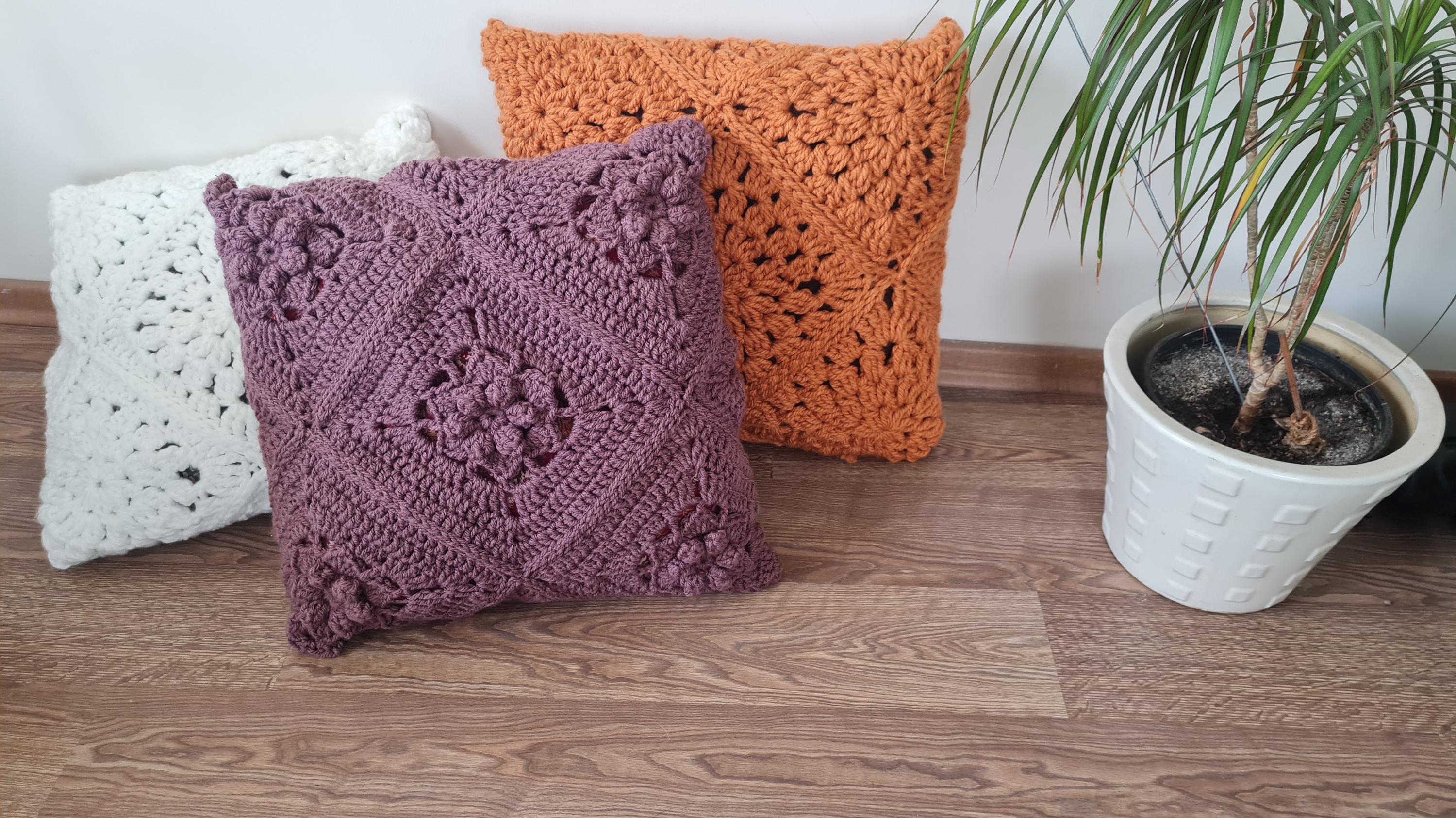 Chunky Crochet Pillow Pattern: Rose & Sunburst Motifs (PDF Pattern)