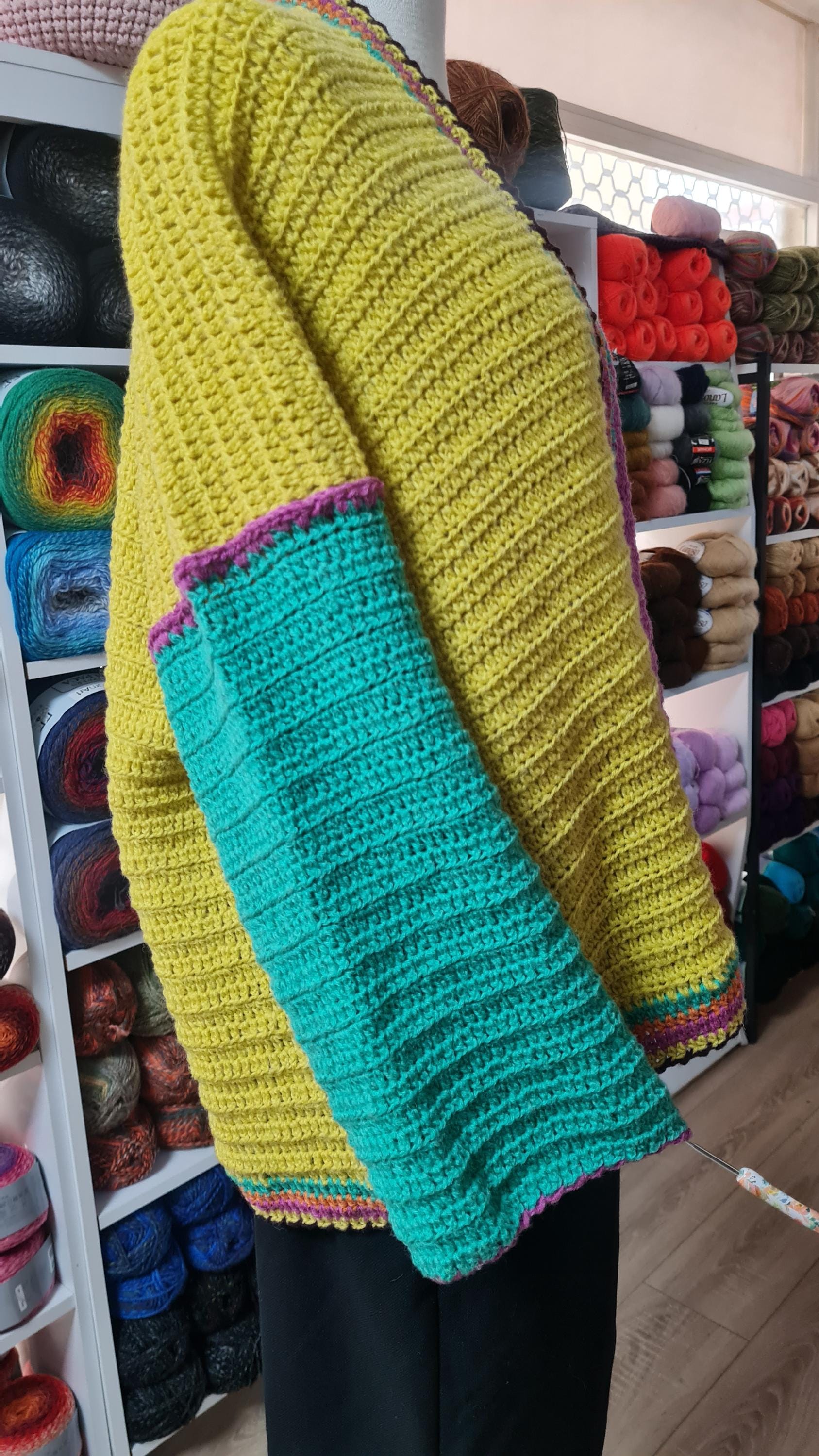 Crochet Boho Cardigan: Multicolor Kimono Sweater, Festival Fashion