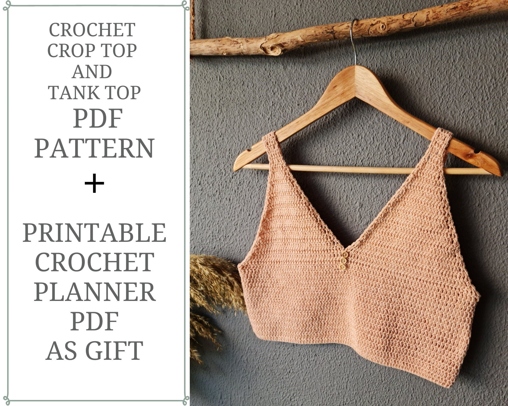 Crochet Crop Top Pattern, V-Neck Tank Top, Beginner Easy (PDF Pattern)