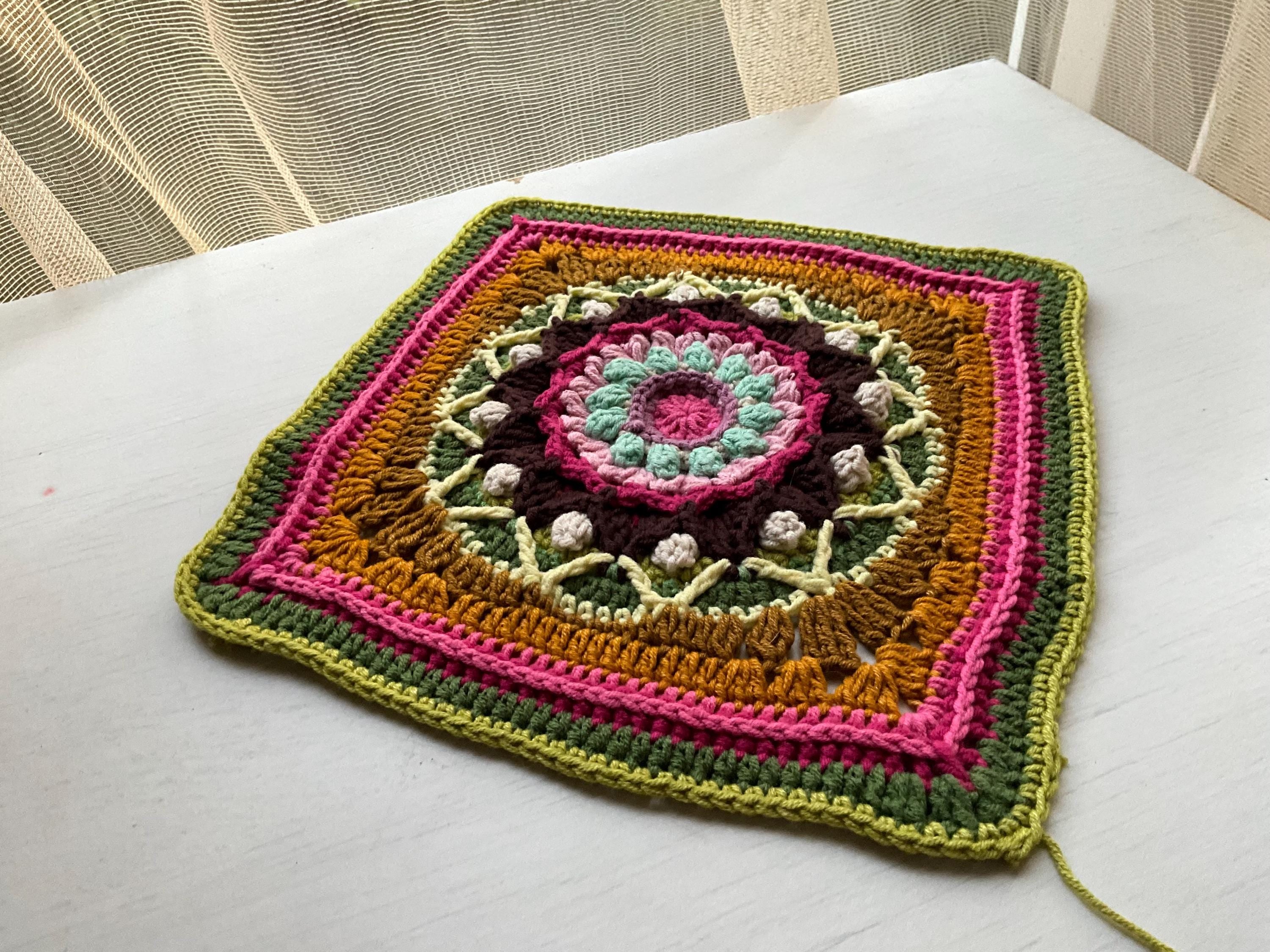 Mandala Bloom Granny Square Crochet Pattern: Boho Mosaic Motif (PDF Pattern)