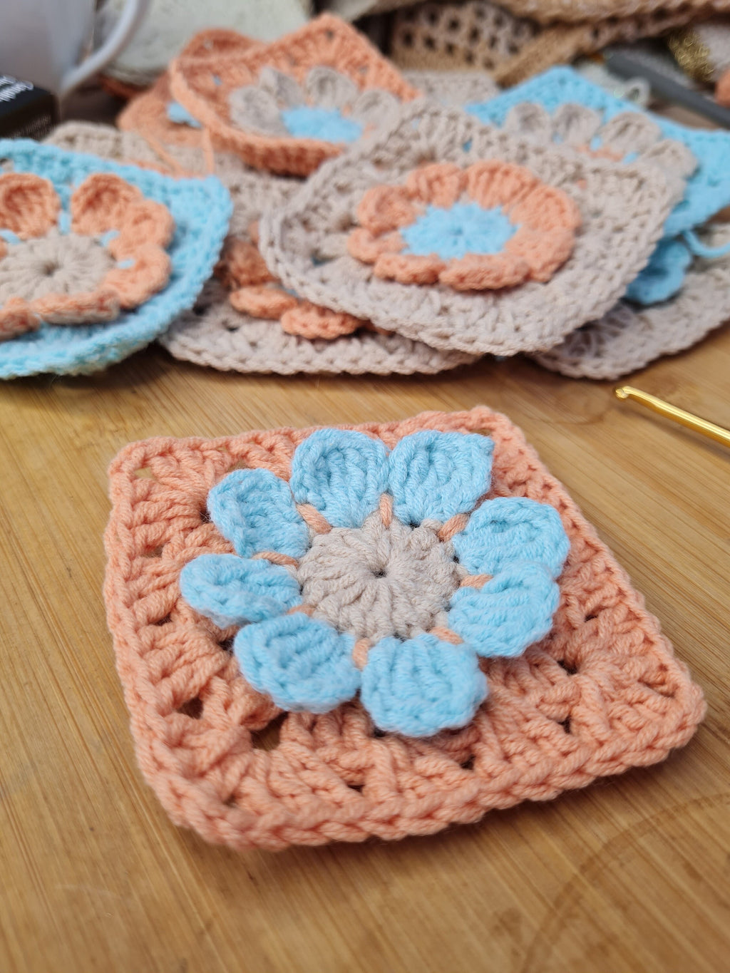 3D Flower Crochet Square Pattern: Motif for Blanket, Shawl (Digital Download)