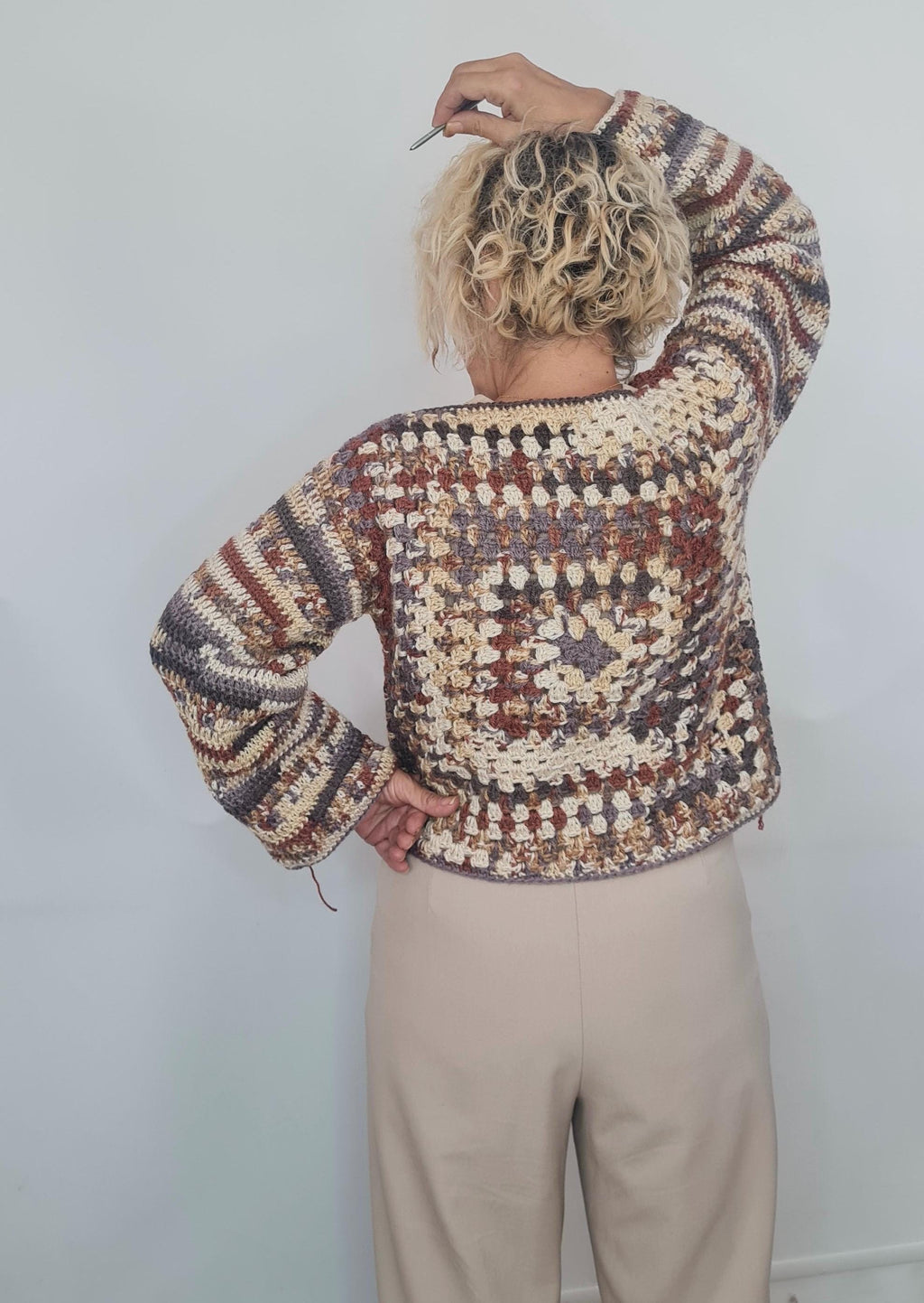 Handmade Alpaca Wool Crochet Pullover: Lightweight Warm Sweater