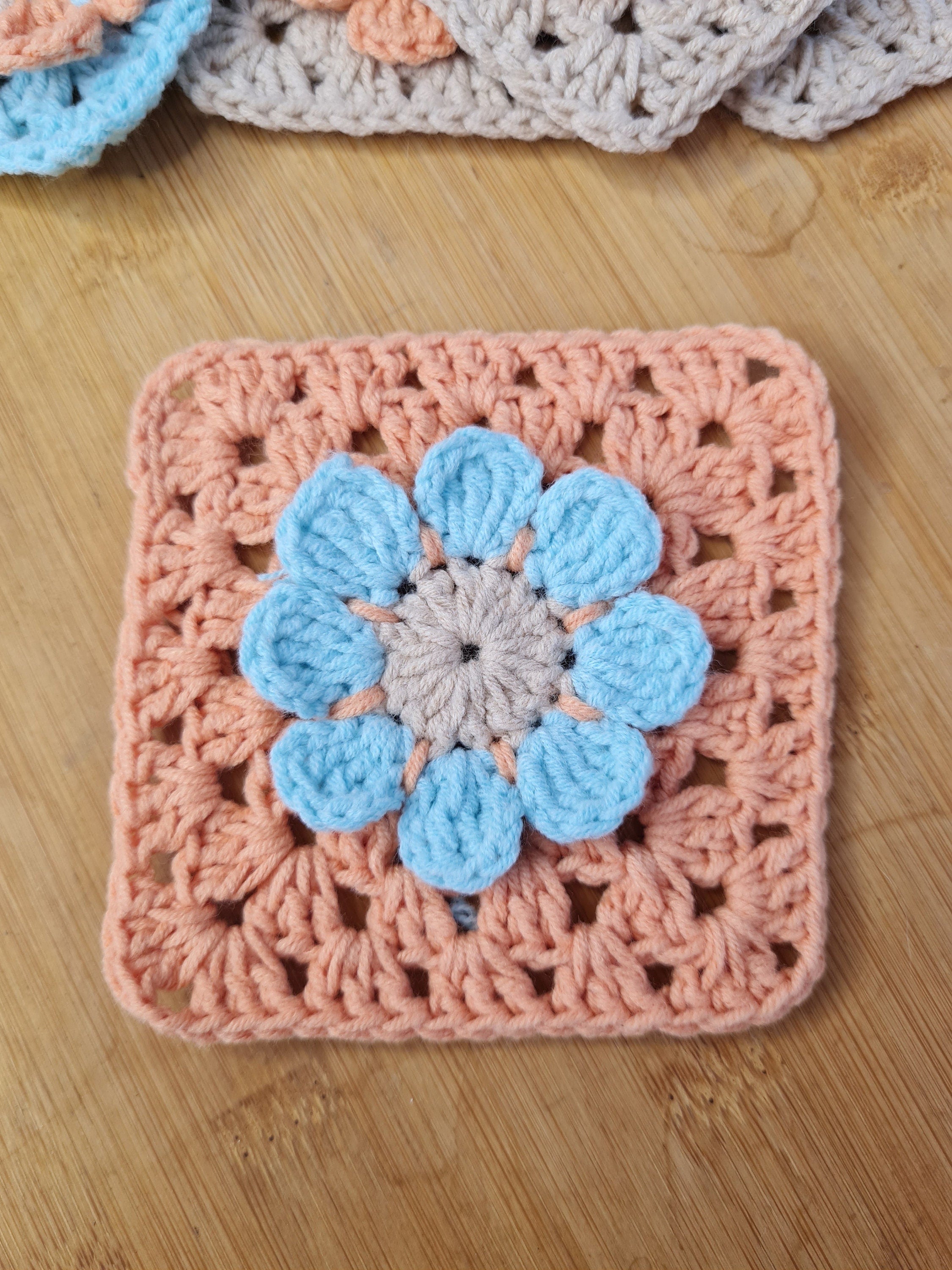3D Flower Crochet Square Pattern: Motif for Blanket, Shawl (Digital Download)